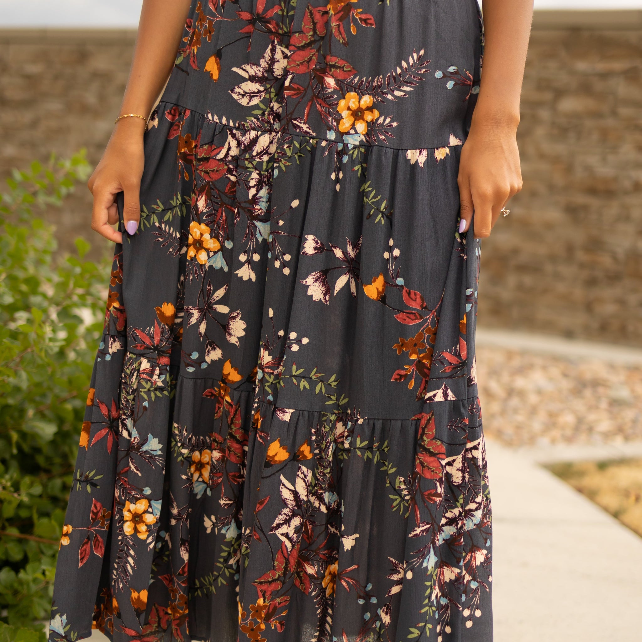 Nia Dark Teal Floral Skirt