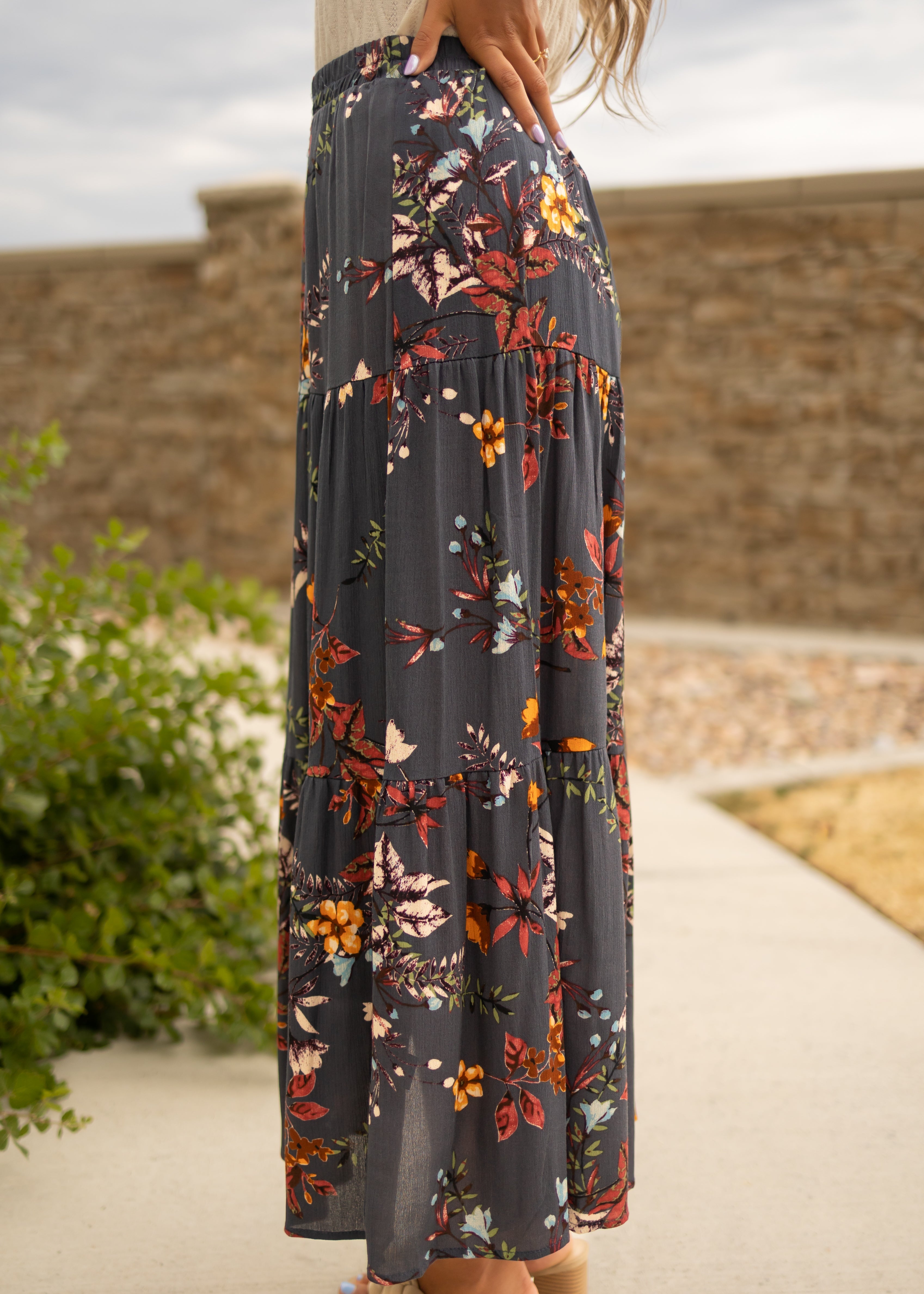 Nia Dark Teal Floral Skirt