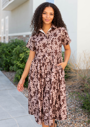 Nicole Brown Floral Dress