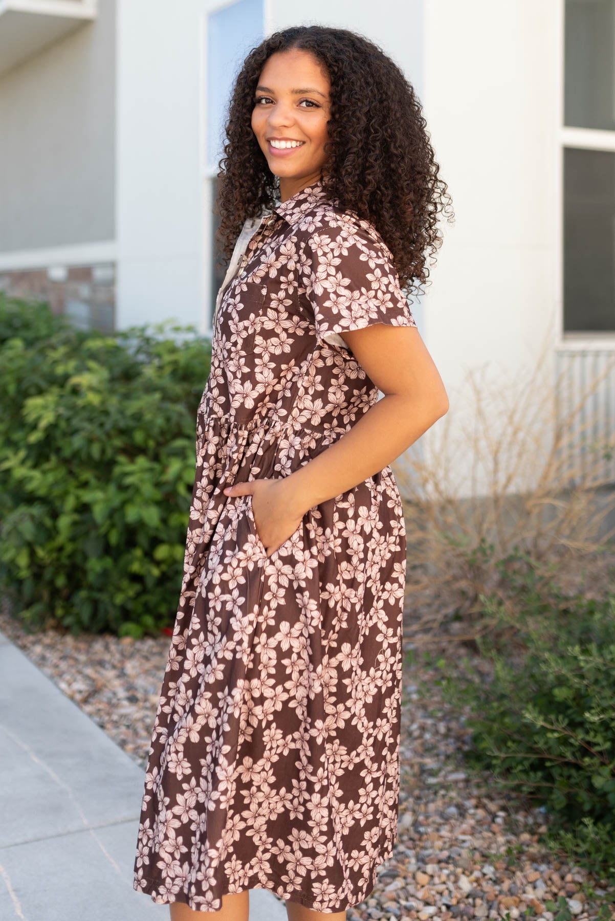 Nicole Brown Floral Dress