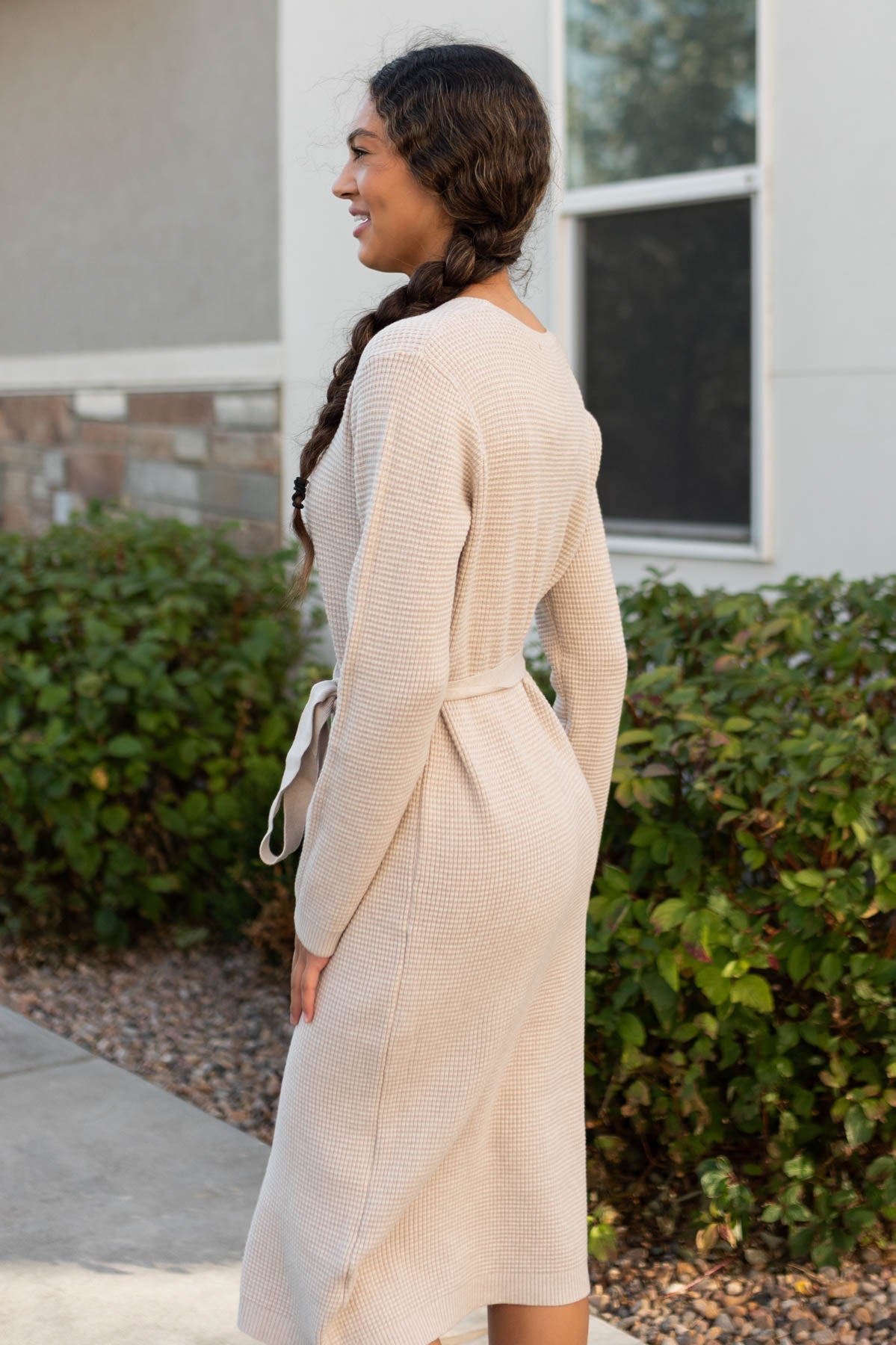 Nicoletta Stone Waffle Sweater Dress