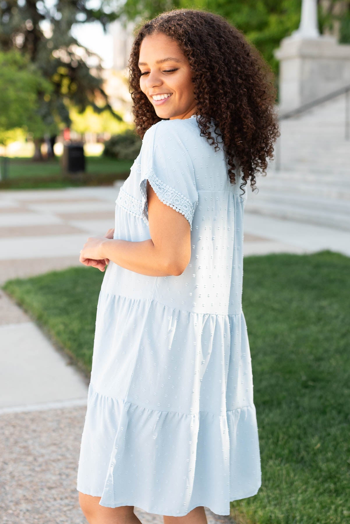 Nina Powder Blue Tiered Dress
