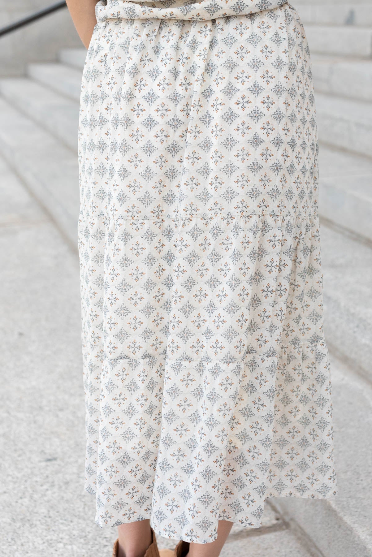 Nola Cream Pattern Chiffon Skirt