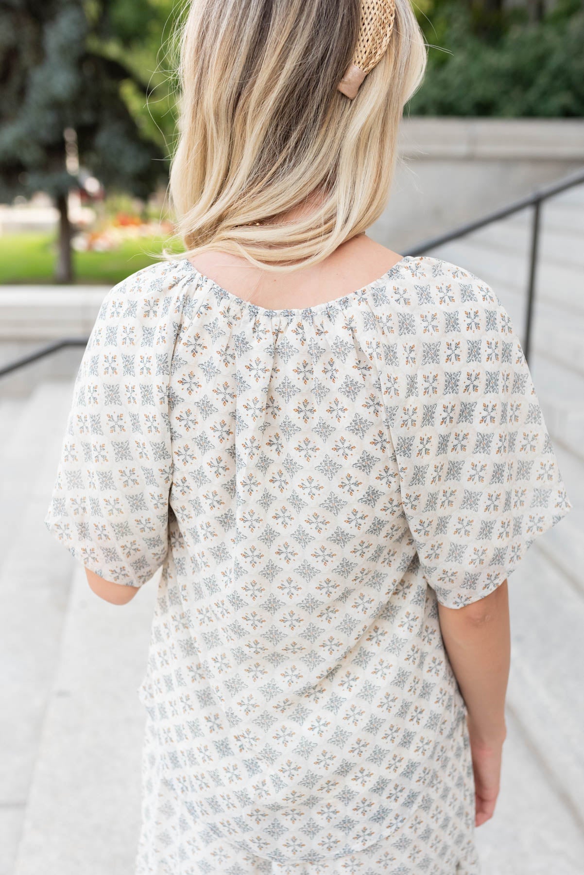 Nola Cream Pattern Chiffon Top