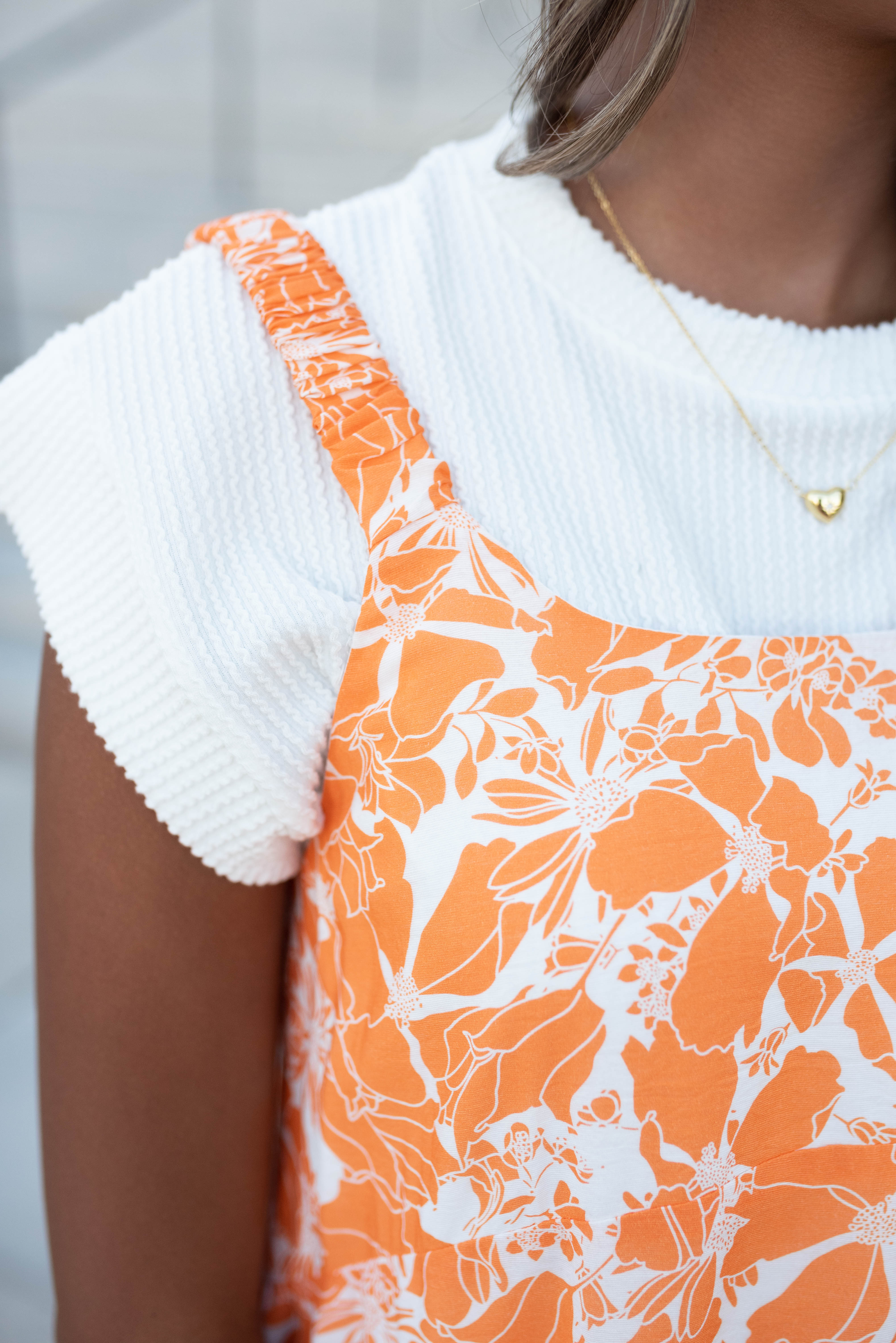 Nora Orange Floral Strap Dress