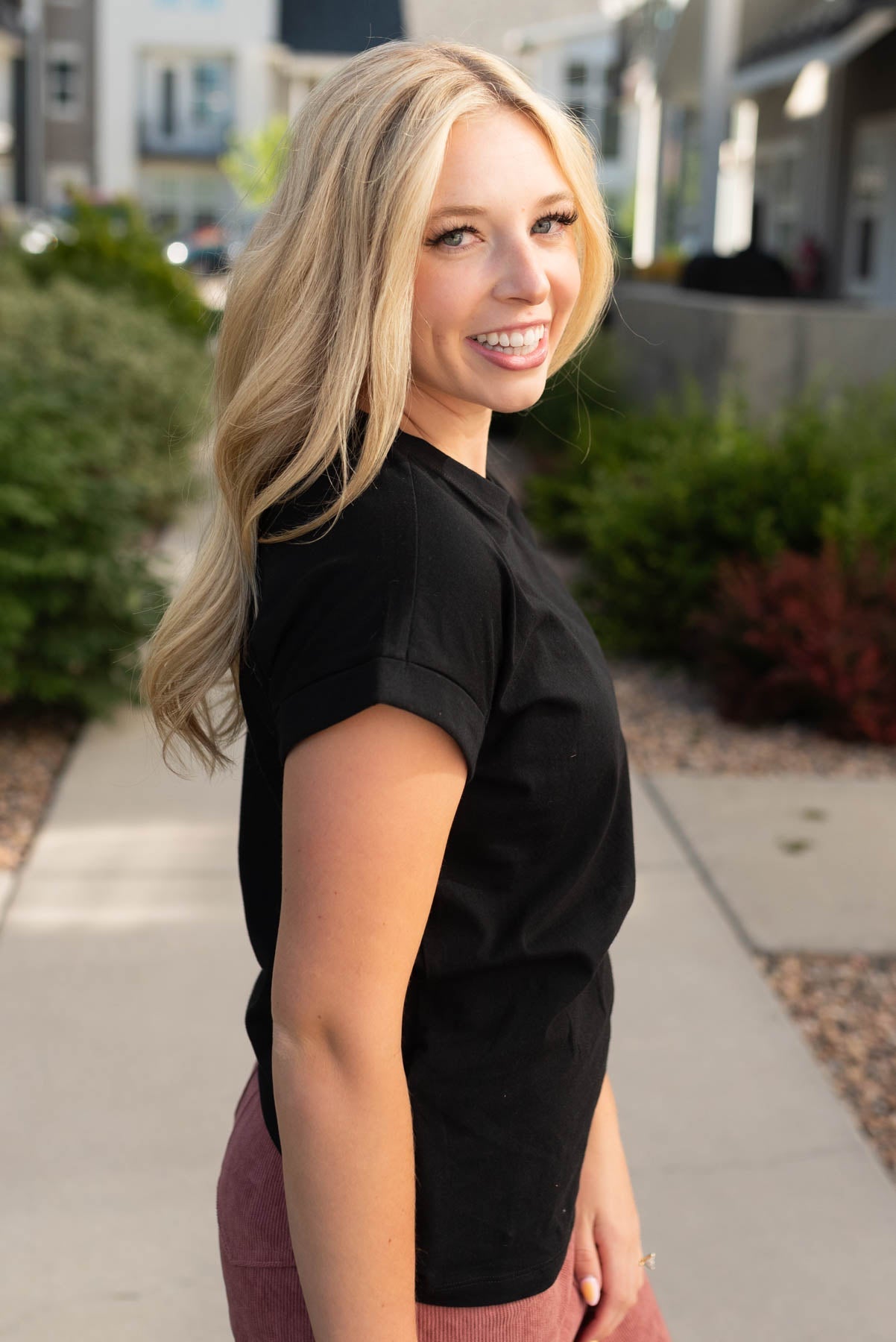 Nova Black Folded Sleeve Top