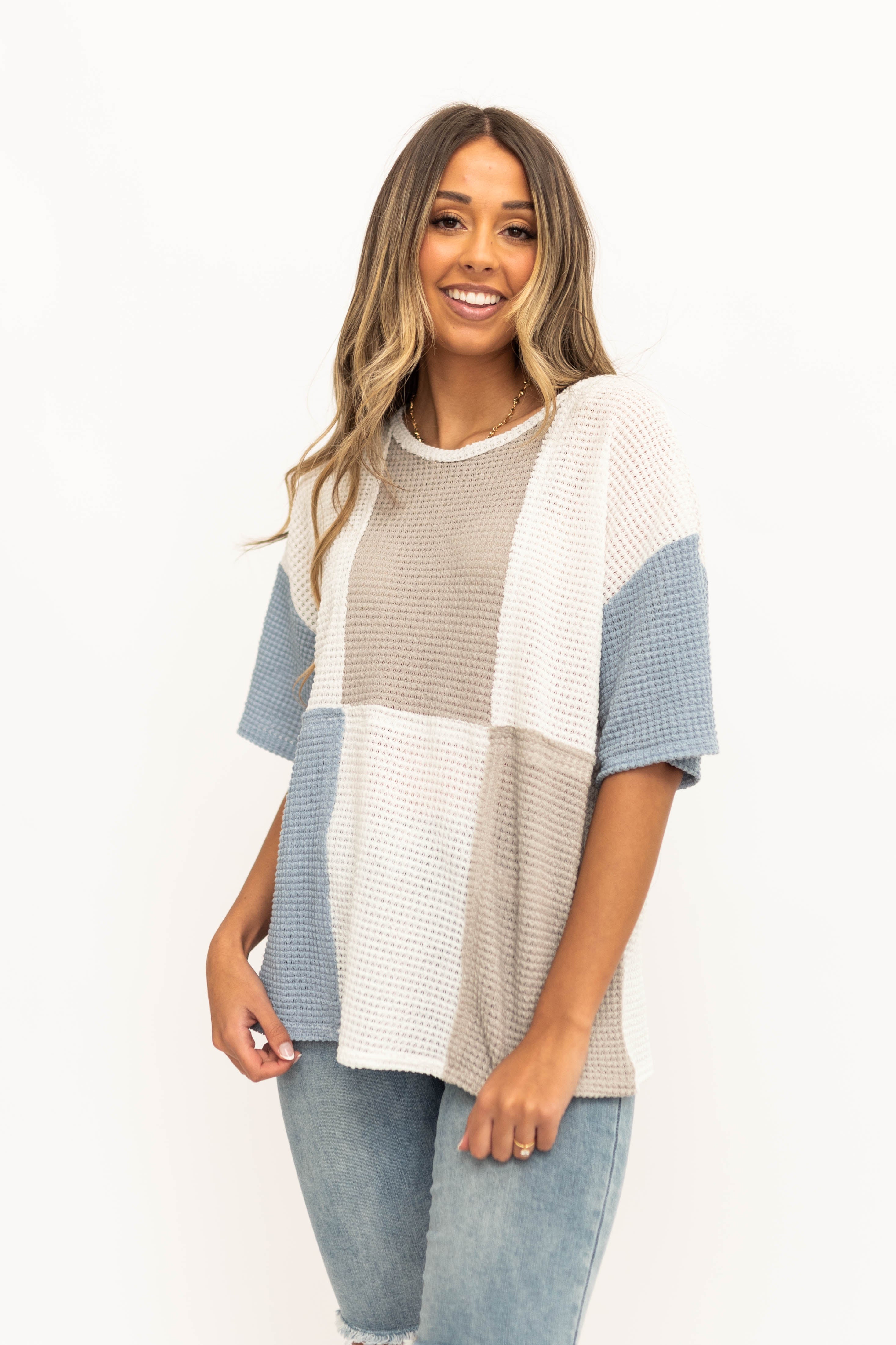 Nyla Blue Knit Top