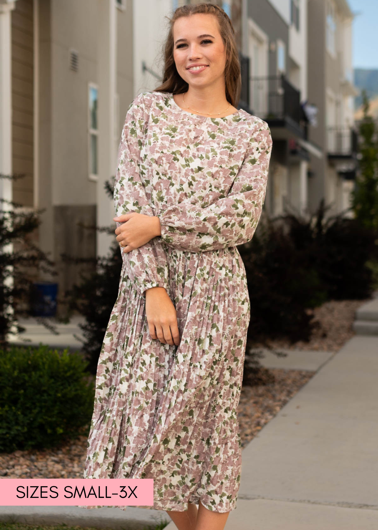 Odette Mauve Floral Dress