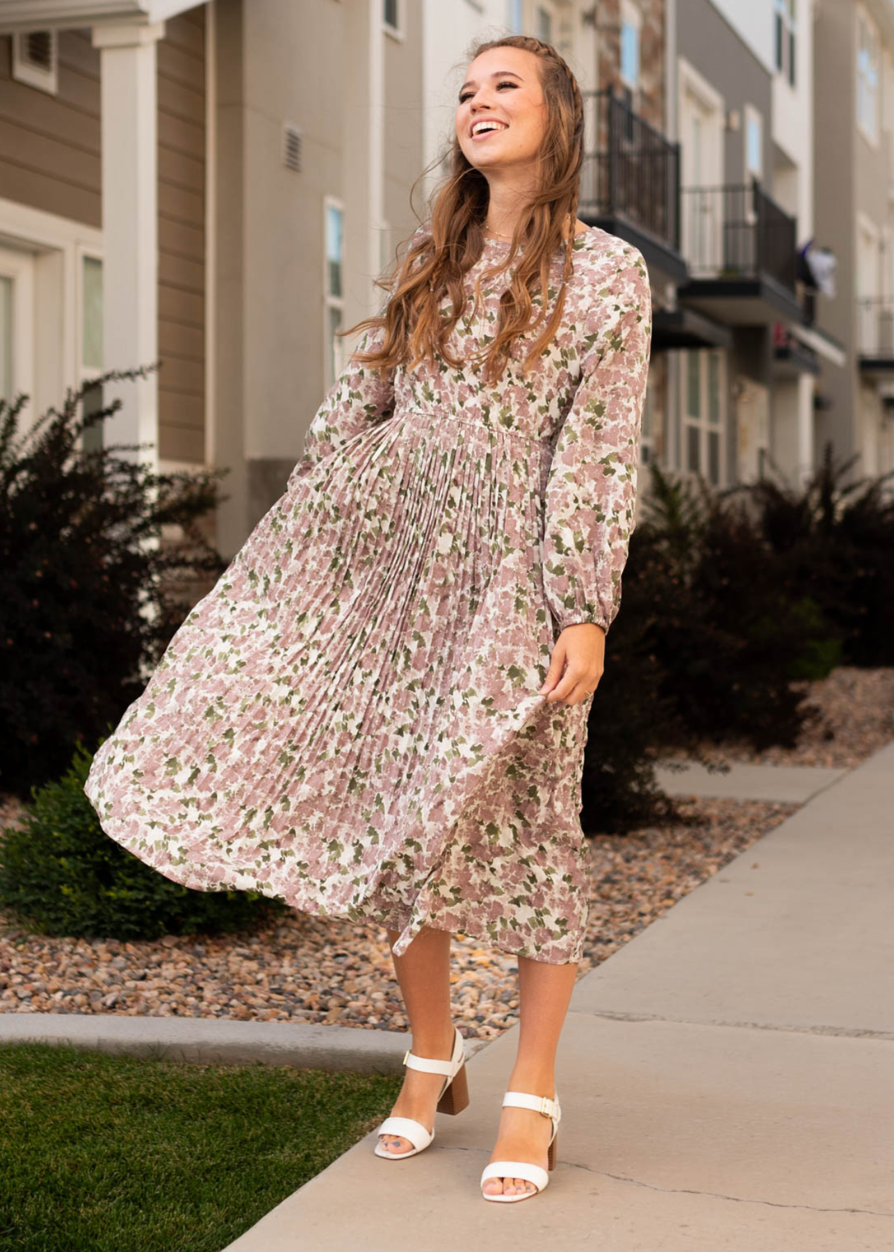 Odette Mauve Floral Dress