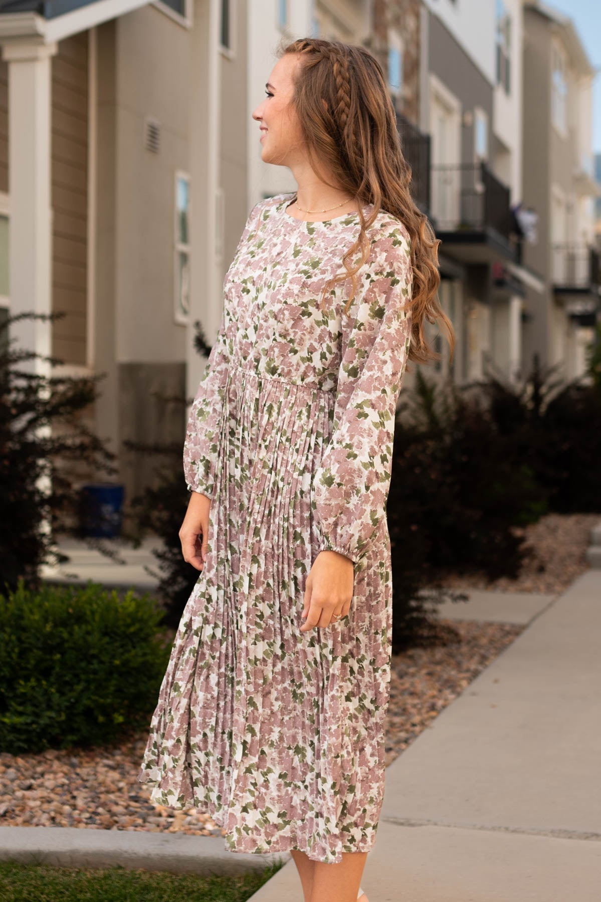 Odette Mauve Floral Dress