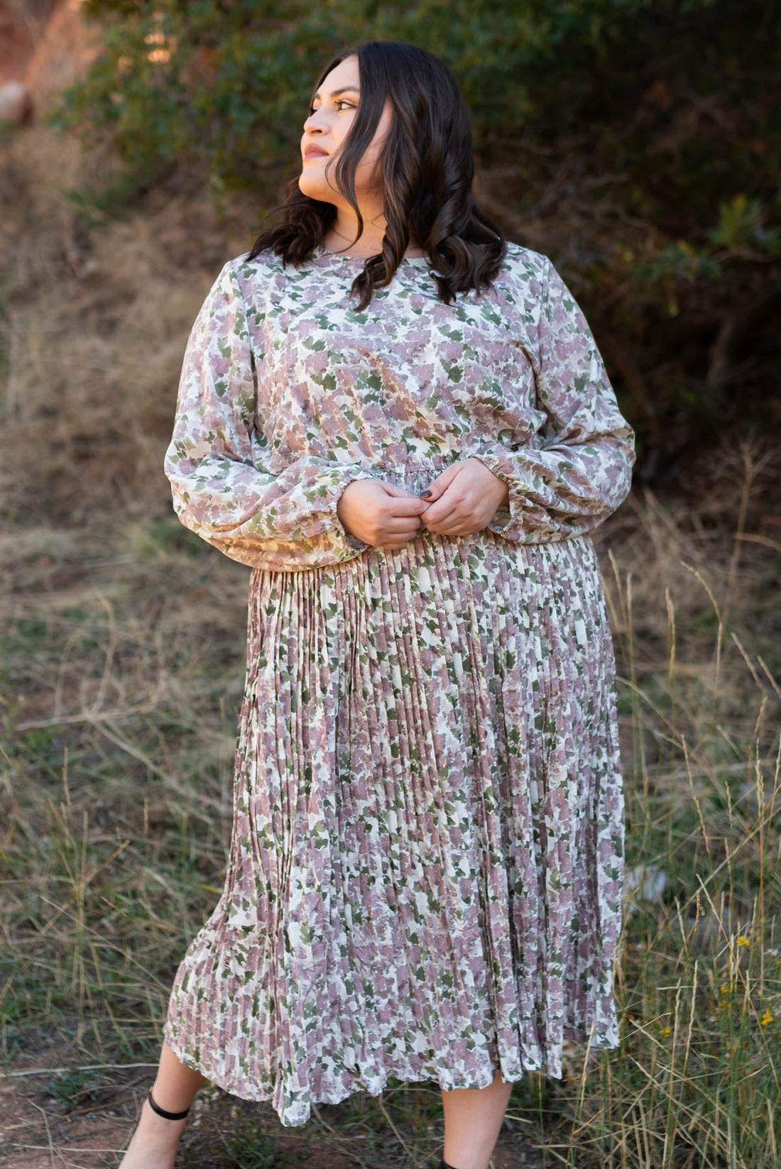 Odette Mauve Floral Dress