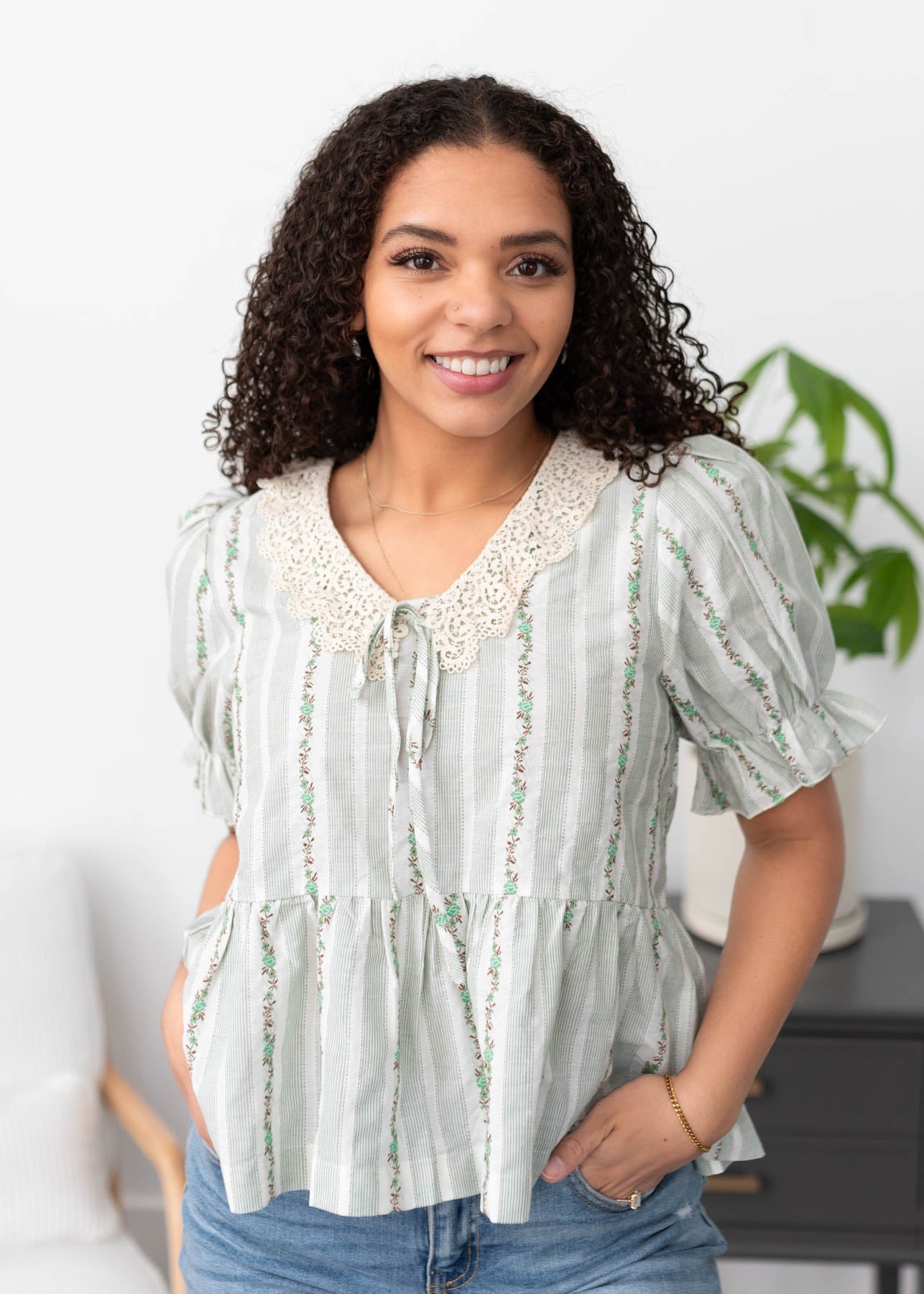 Opal Green Lace Top