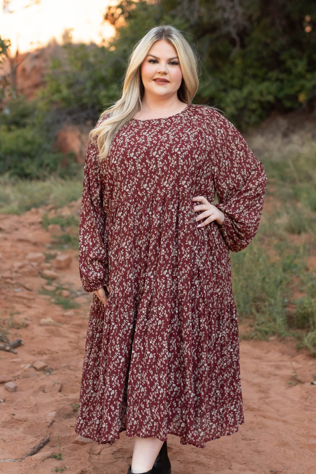 Orla Burgundy Floral Dress