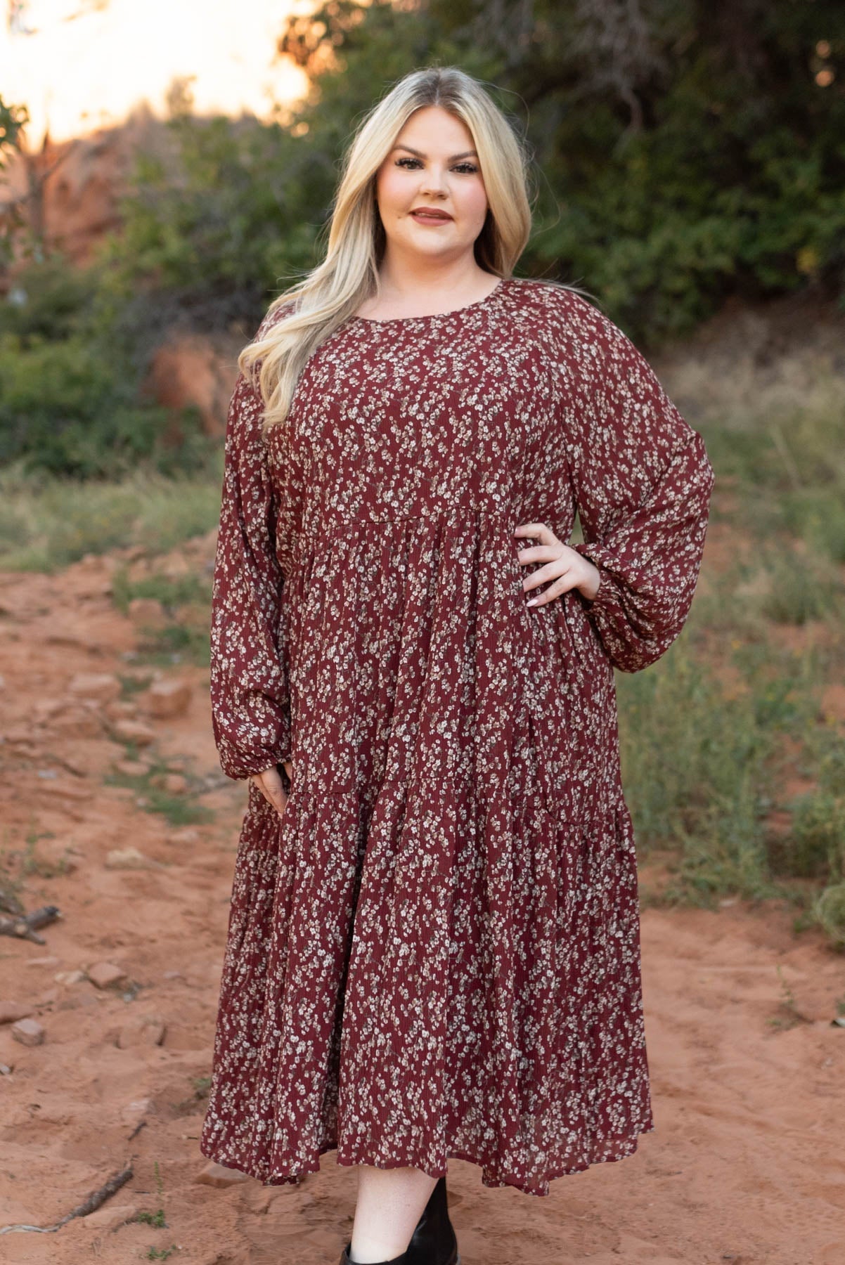 Orla Burgundy Floral Dress