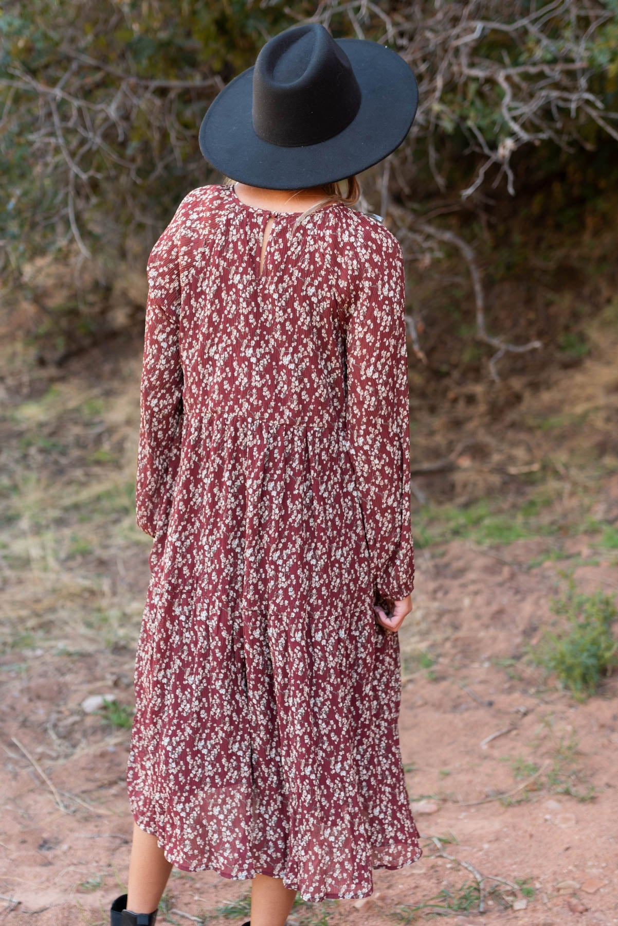 Orla Burgundy Floral Dress