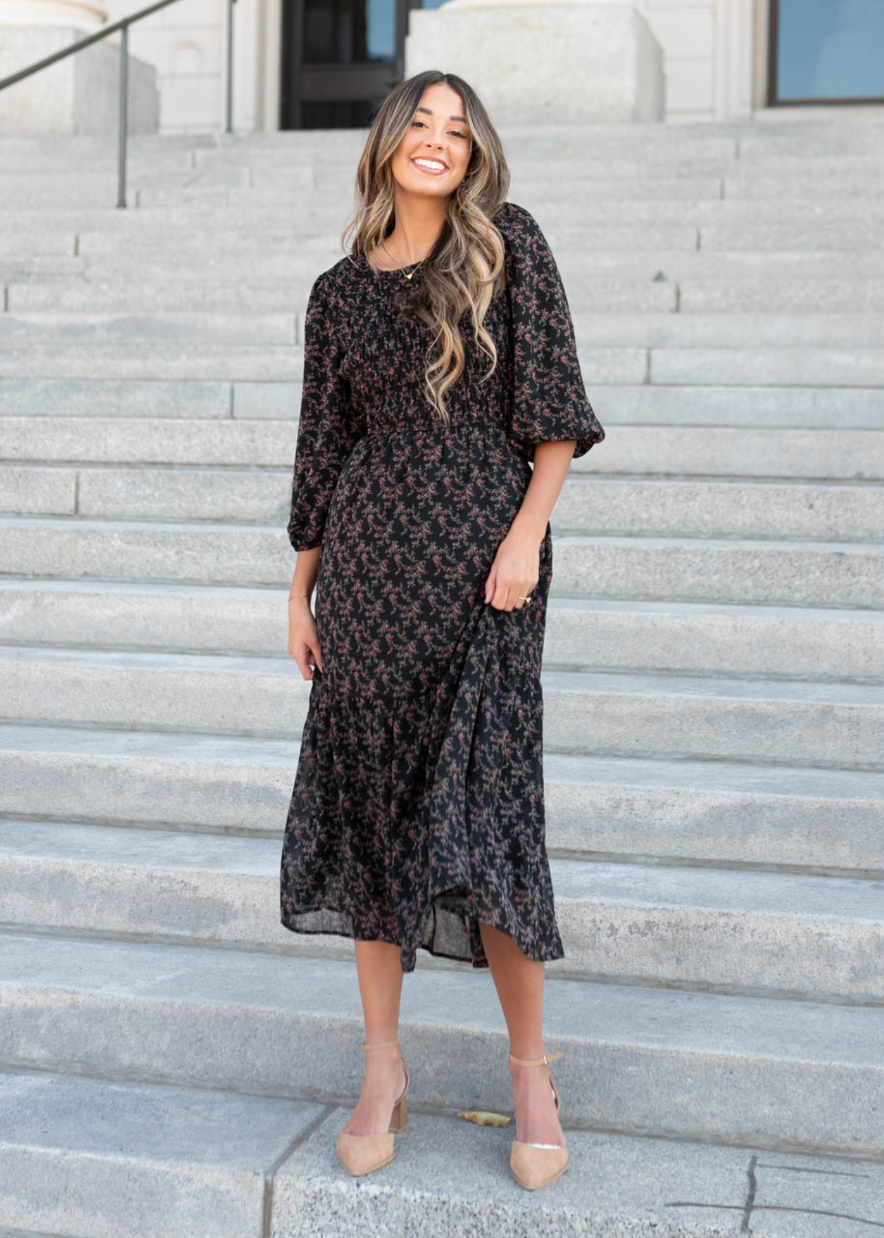 Paisley Black Pink Flower Dress