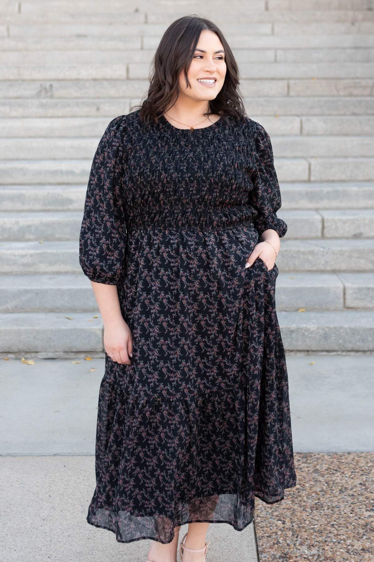 Paisley Black Pink Flower Dress