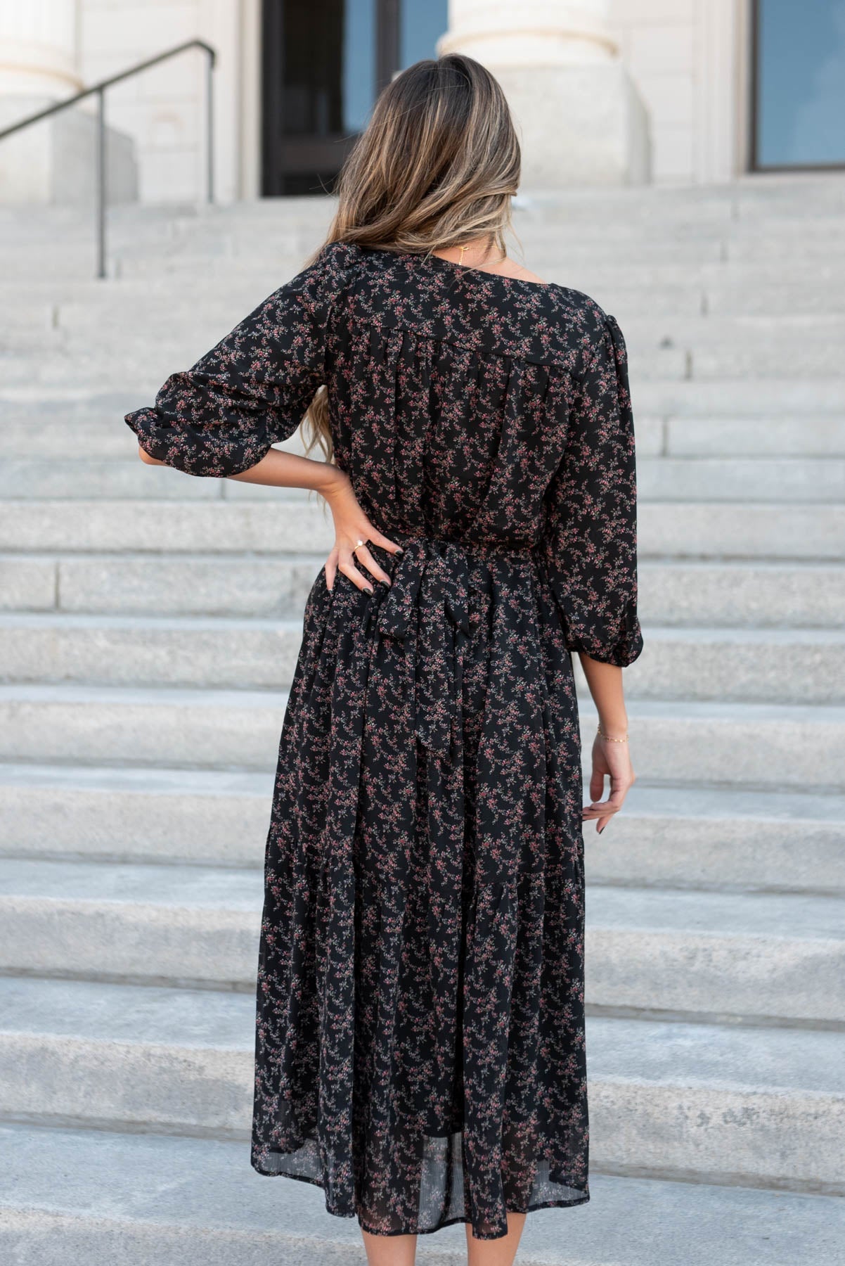 Paisley Black Pink Flower Dress