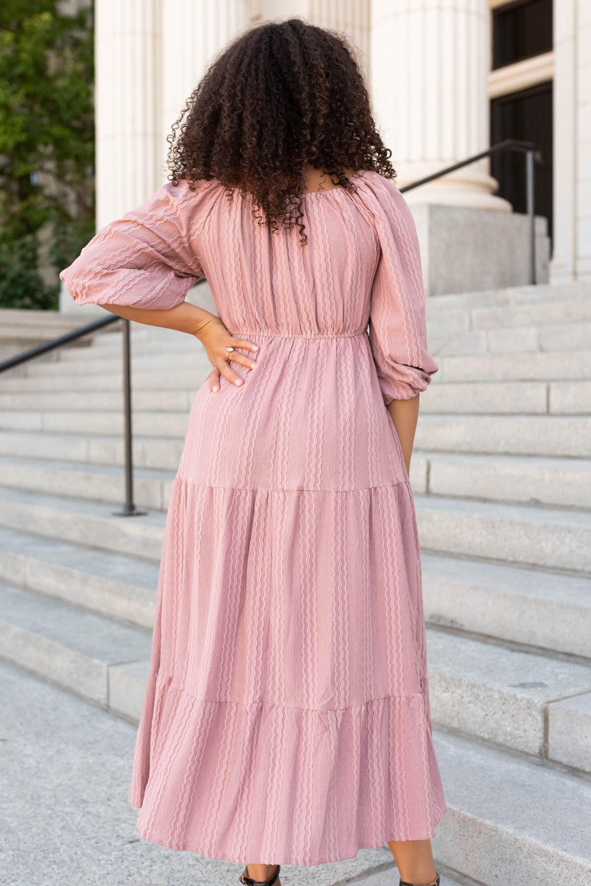 Paola Dusty Mauve Textured Dress