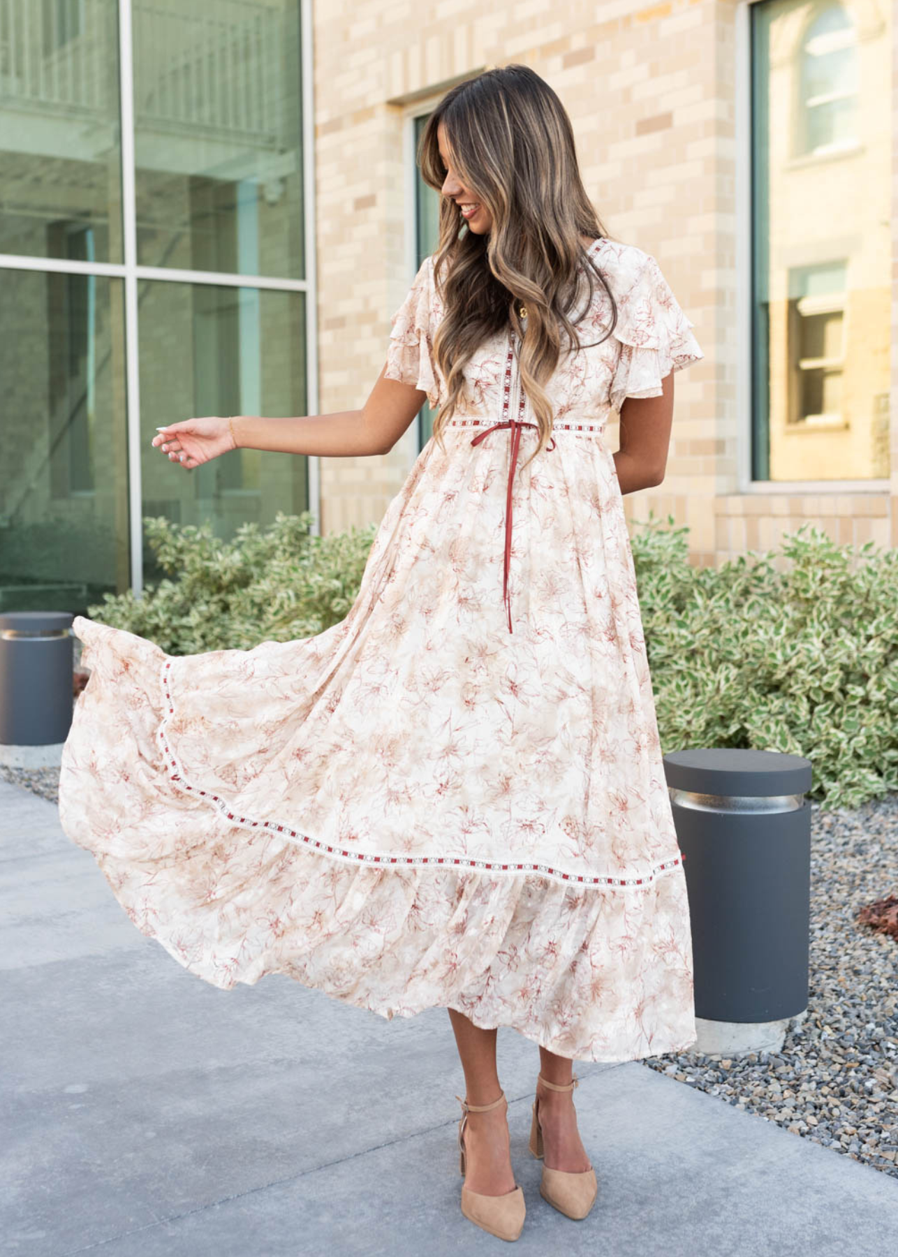 Pascal Burgundy Floral Lace Dress