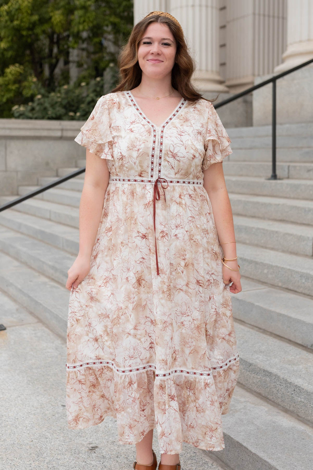 Pascal Burgundy Floral Lace Dress