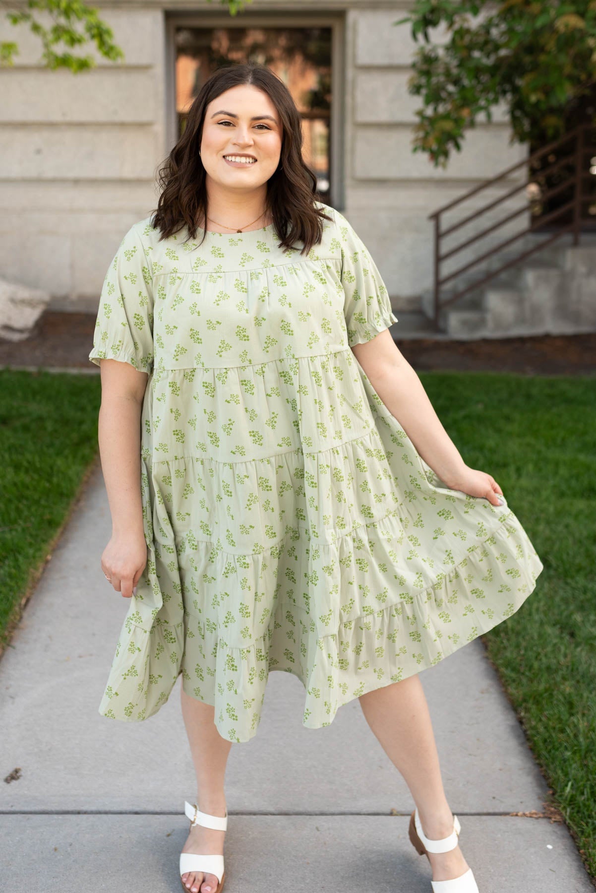 Penelope Green Tiered Dress