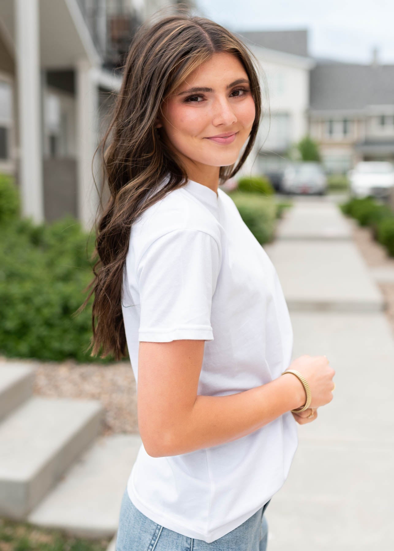 Peony White Basic Tee