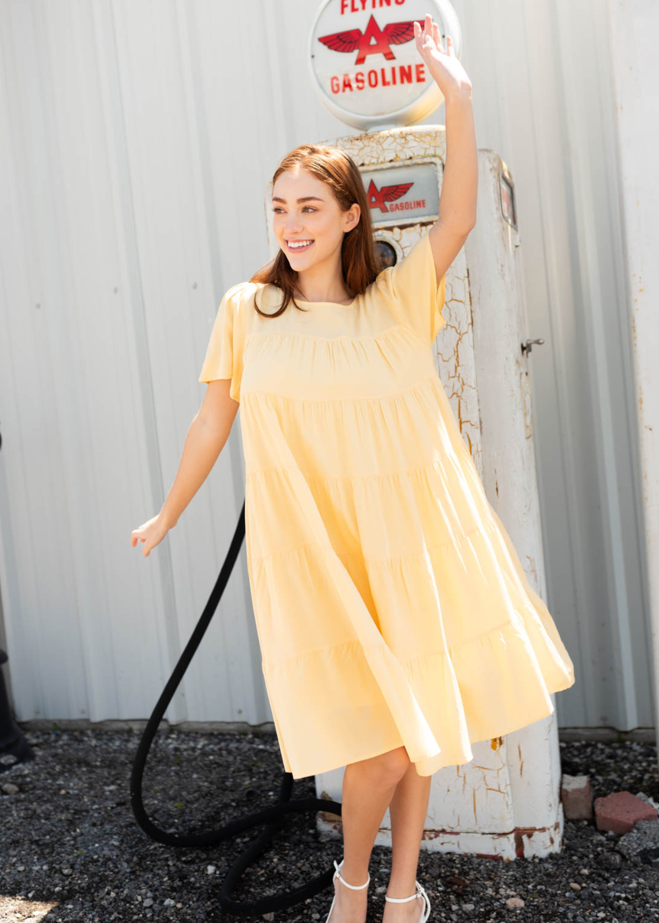 Rachel Light Yellow Tiered Dress