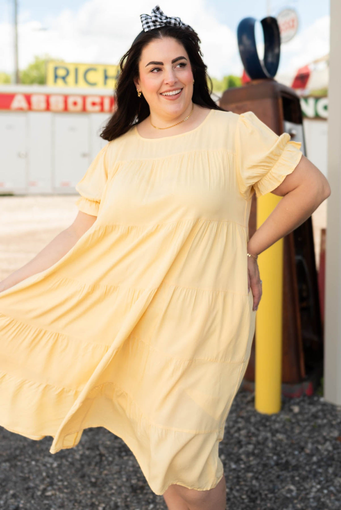 Rachel Light Yellow Tiered Dress