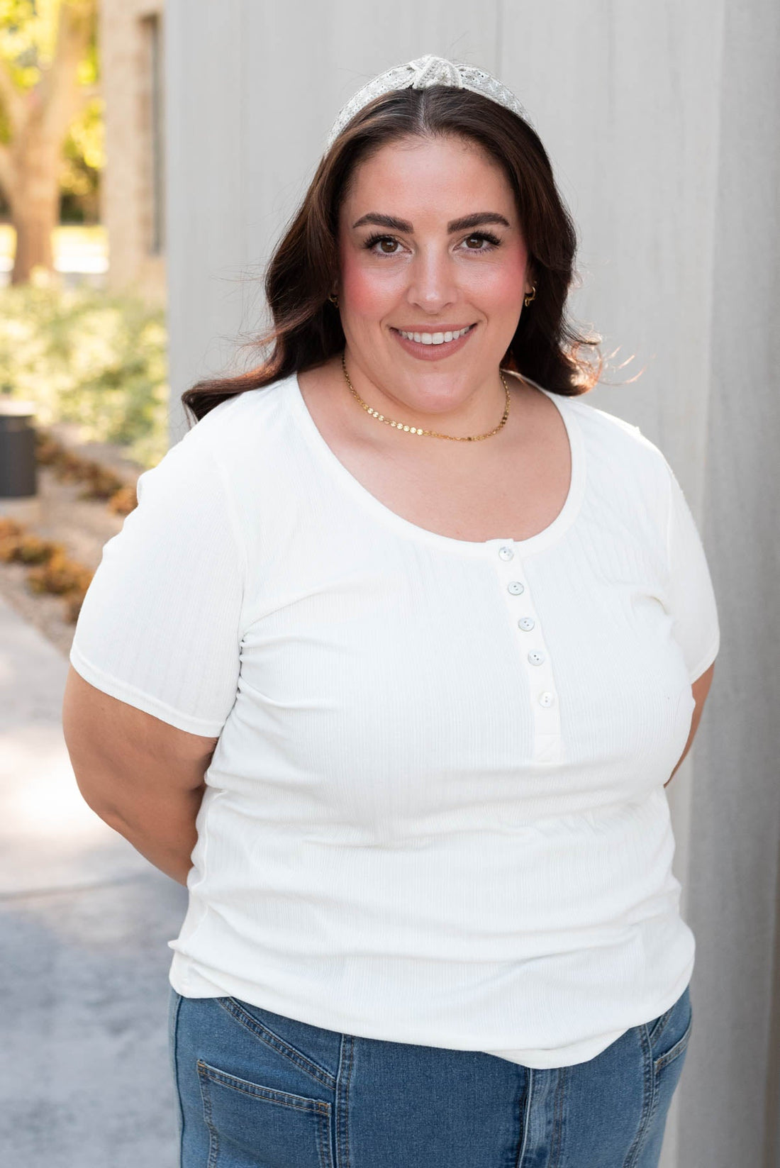 RaeAnn Ivory Ribbed Top