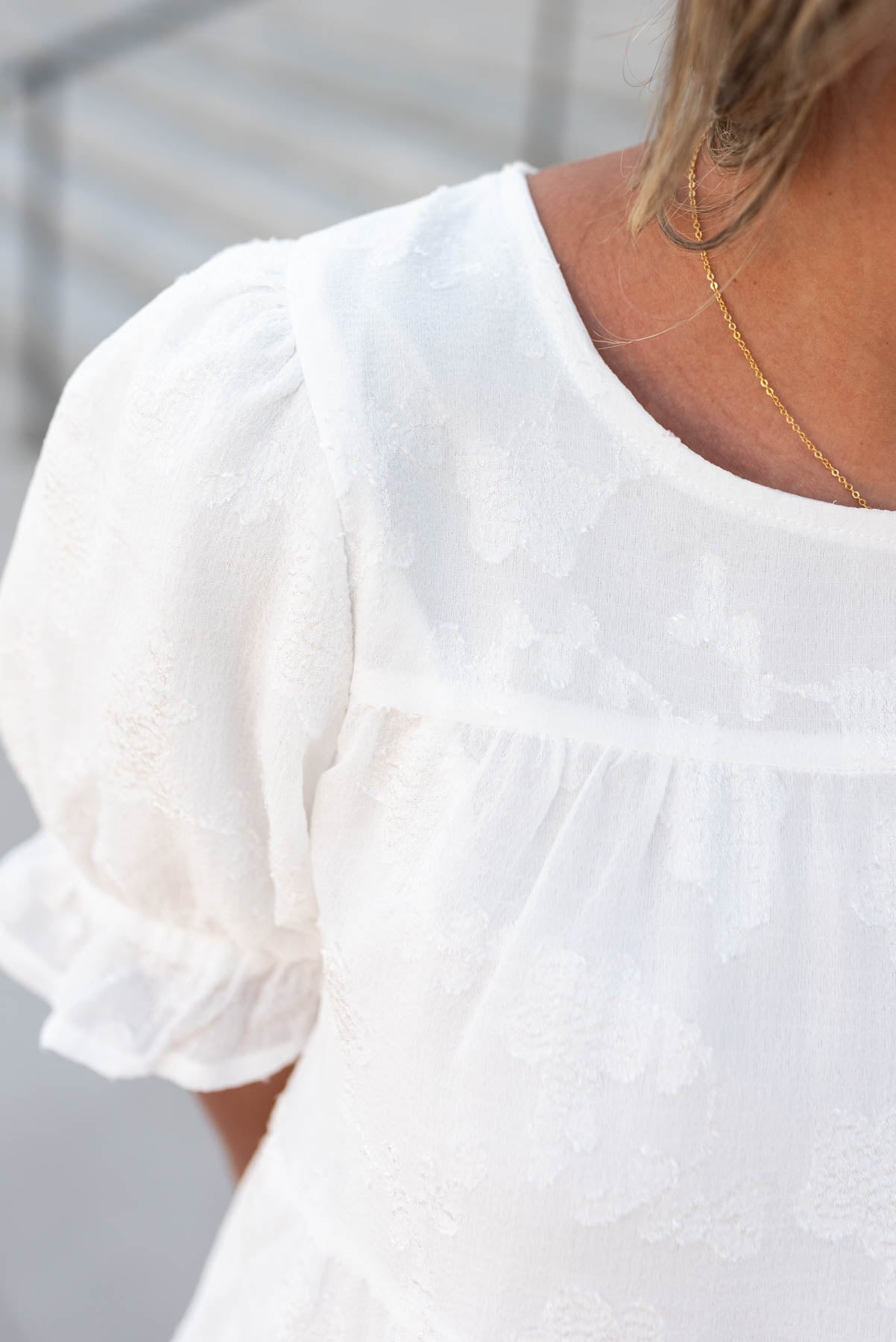 Rae White Floral Ruffle Top