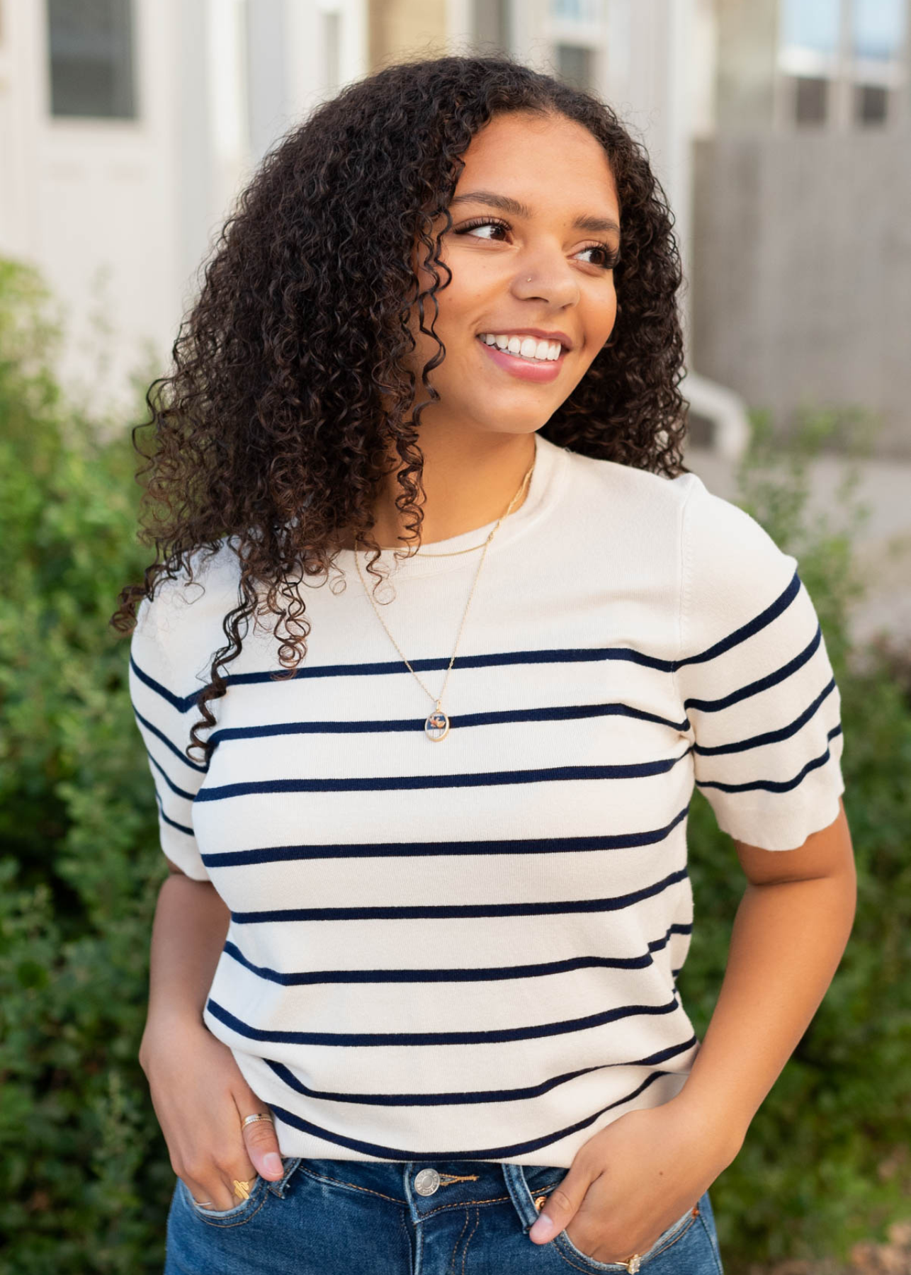 Ranae Navy Stripe Top