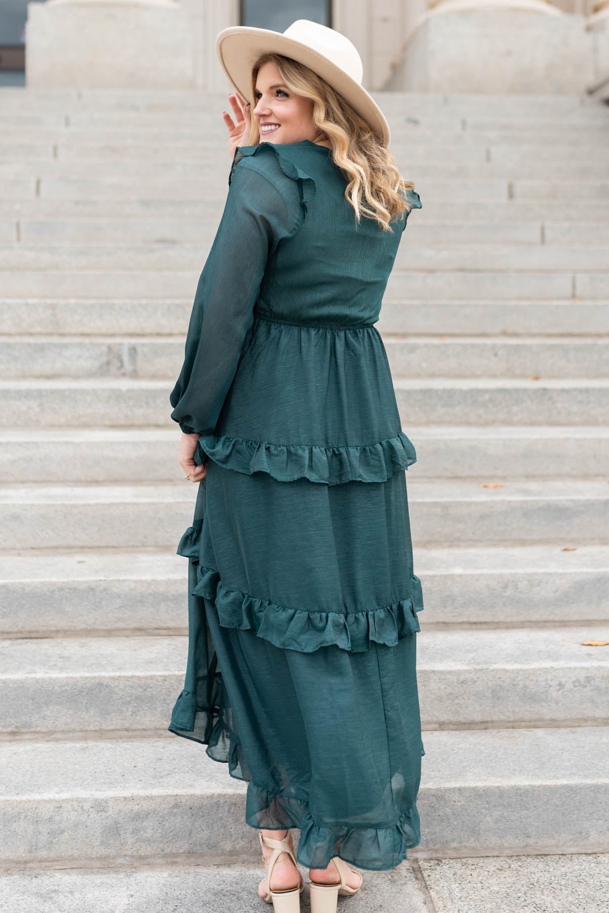 Raylene Hunter Green Tiered Dress