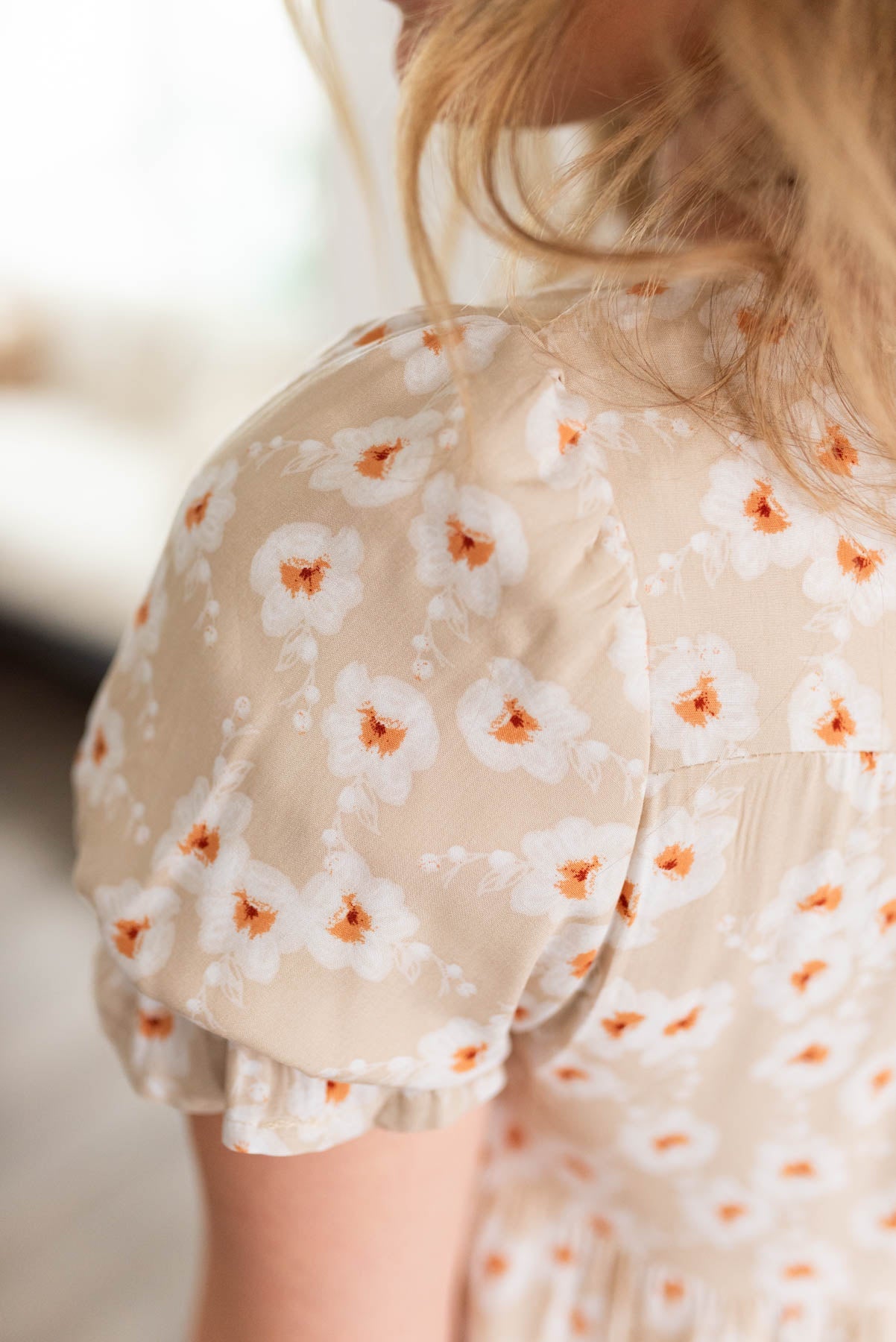 Reagan Beige Floral Tiered Dress