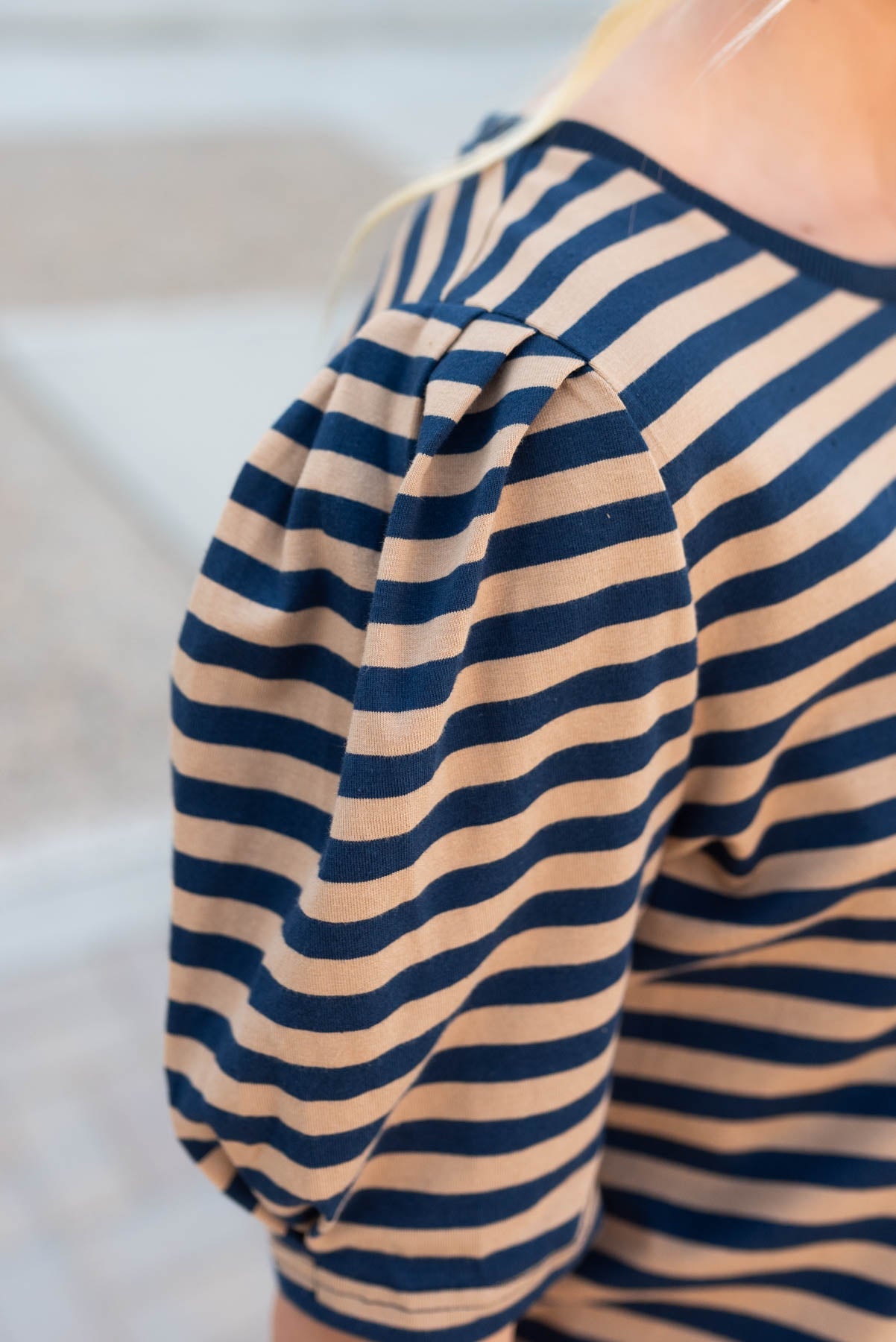Reagan Navy Camel Stripe Top