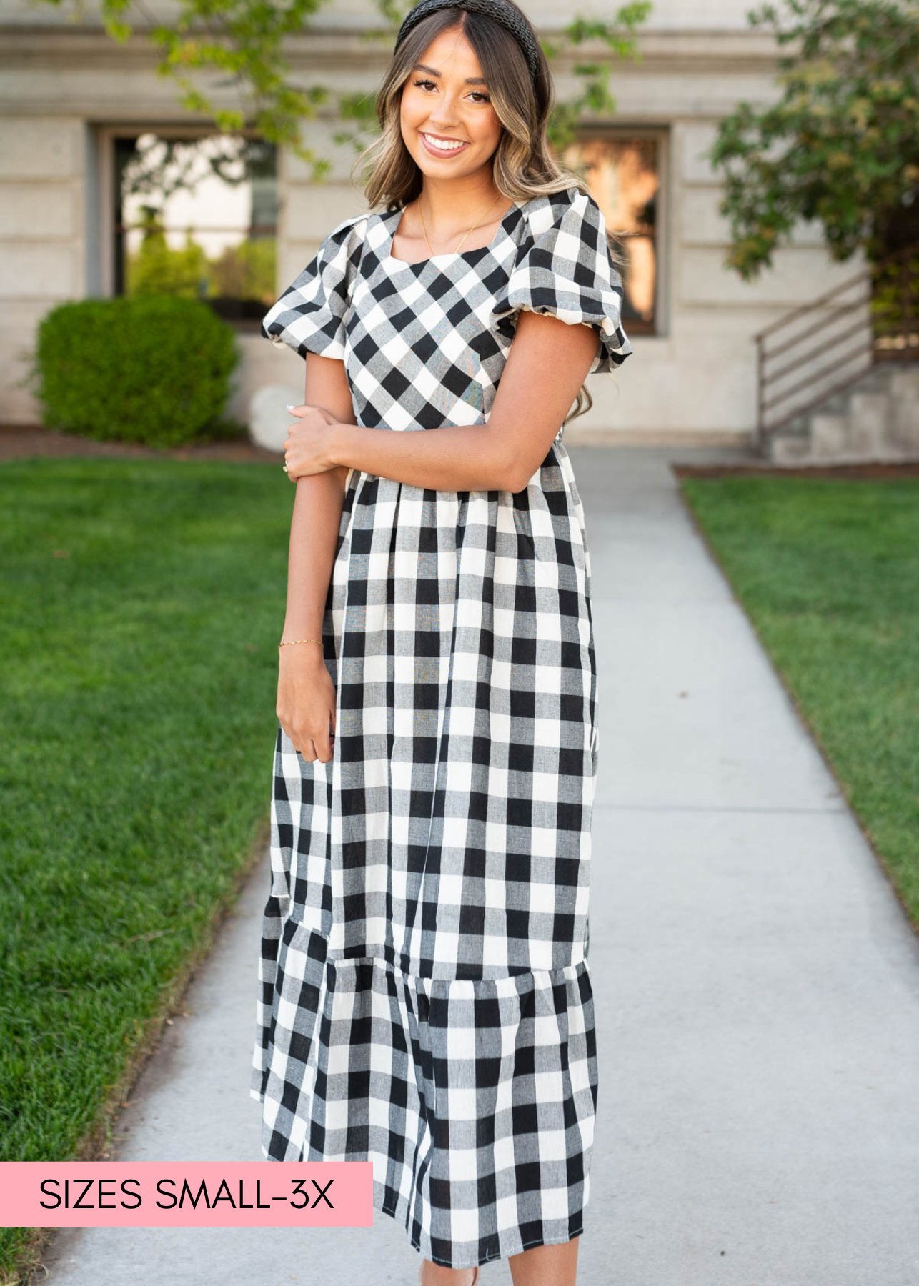 Rikki Black Gingham Dress