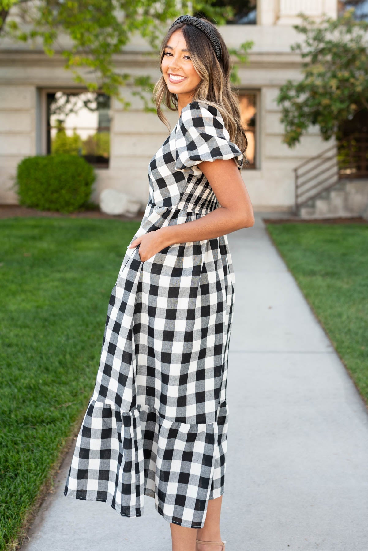 Rikki Black Gingham Dress