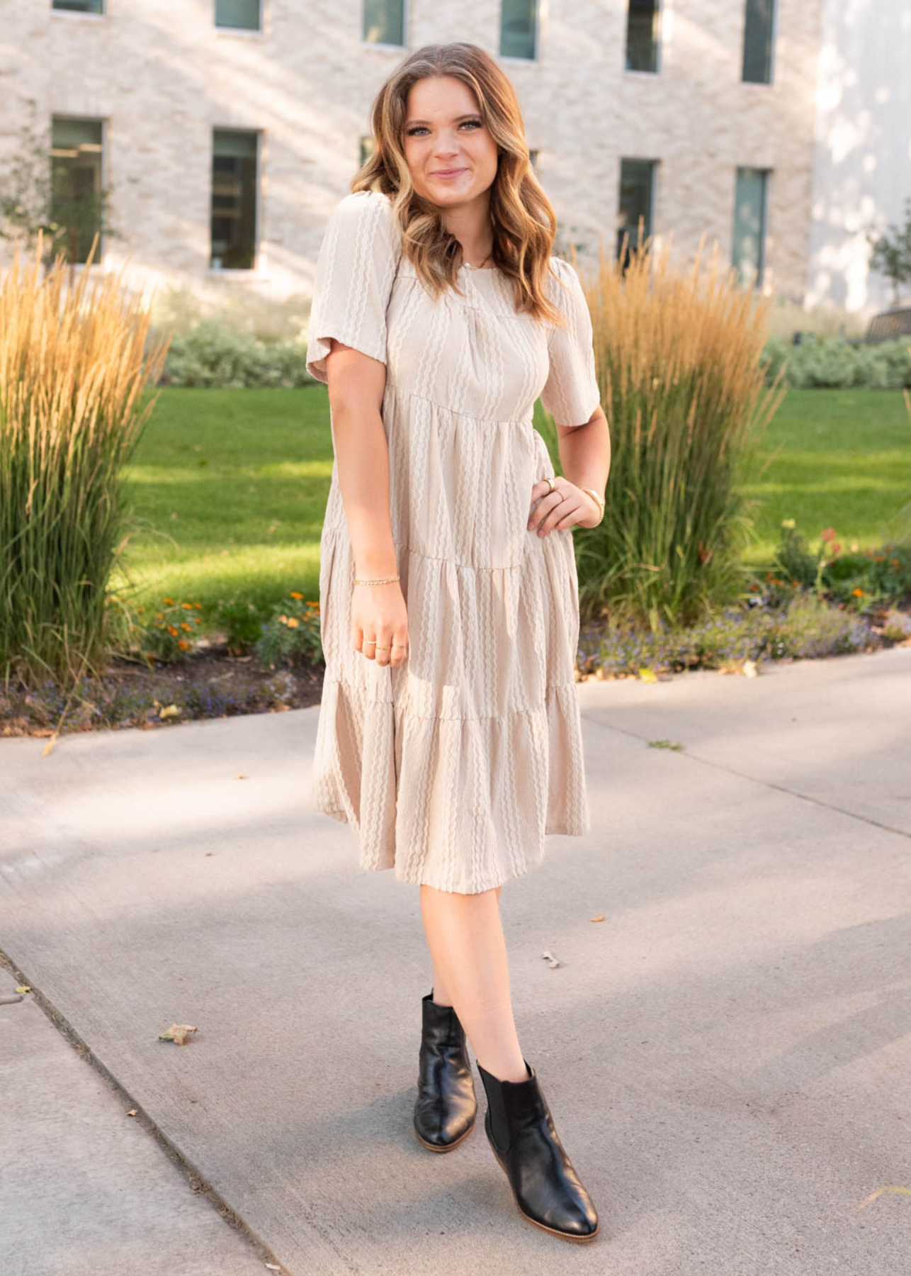 Rindy Tan Textured Dress