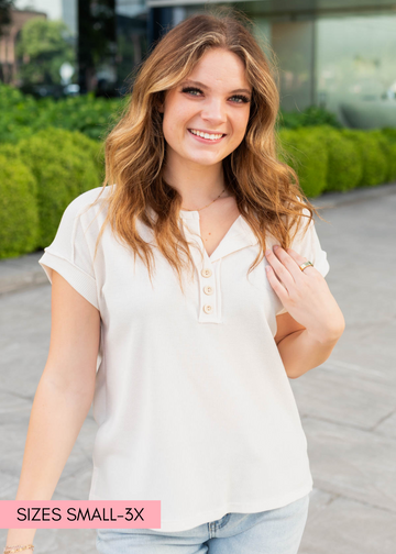 Robin Cream Waffle Knit Top