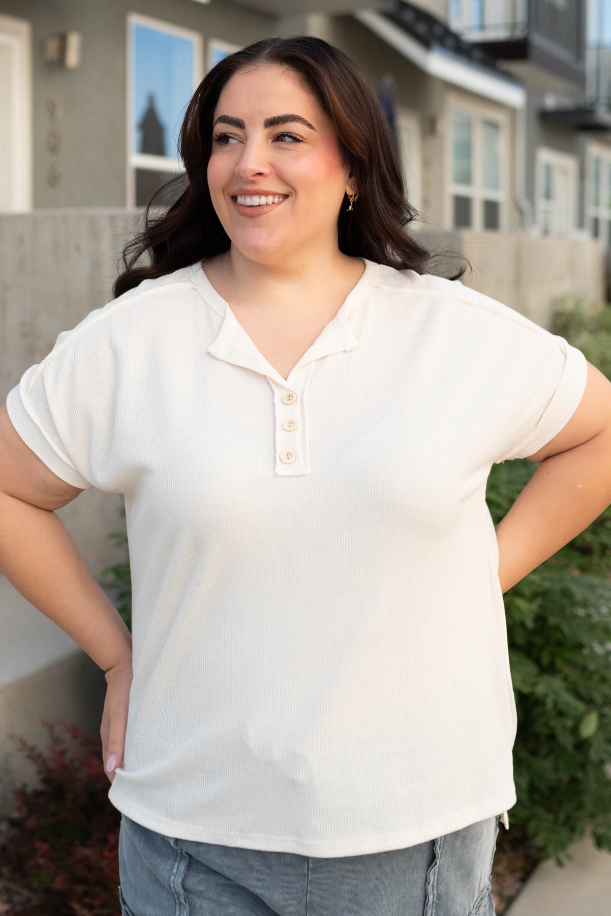 Robin Cream Waffle Knit Top