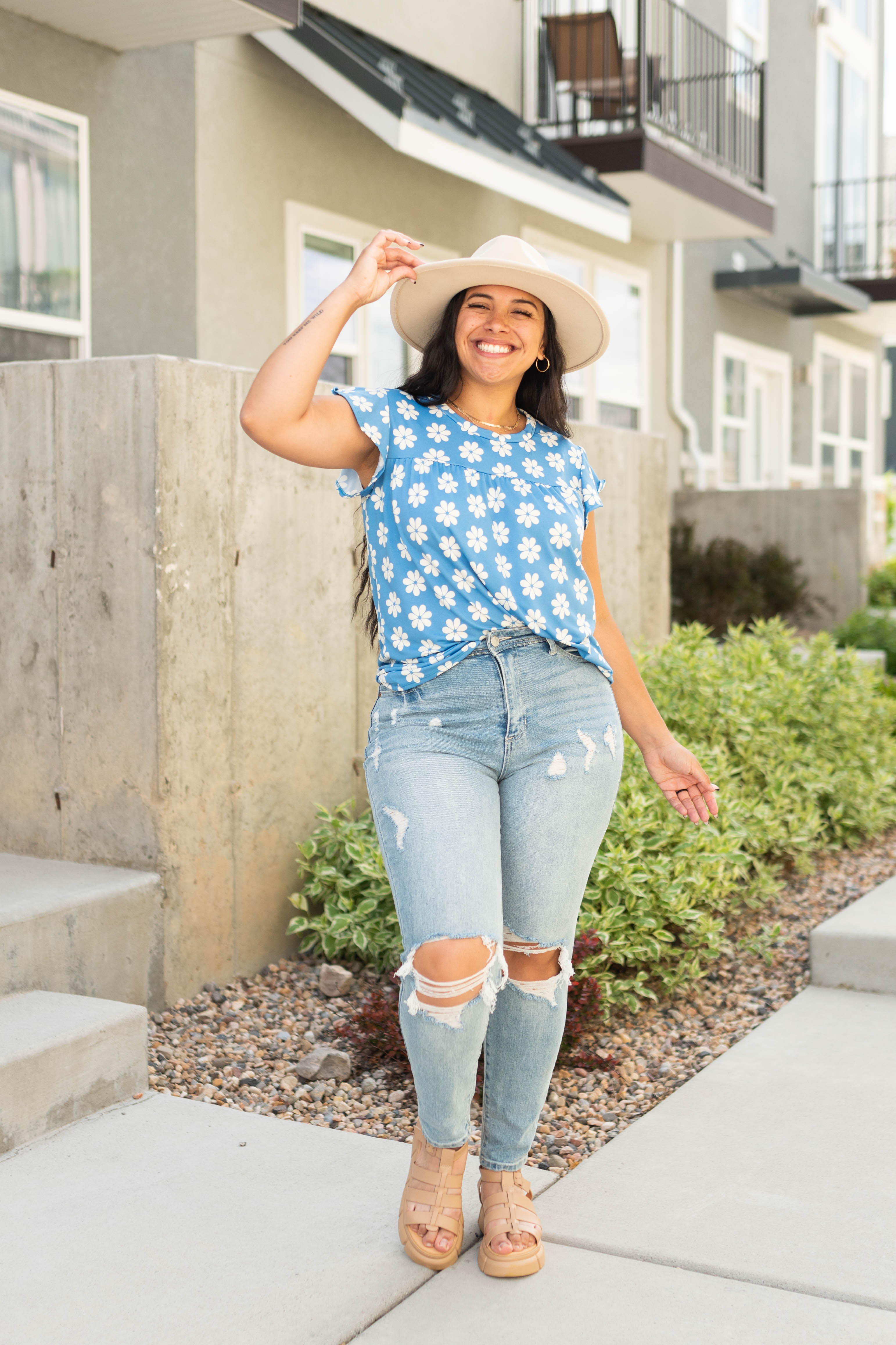 Rosalind Blue Floral Top