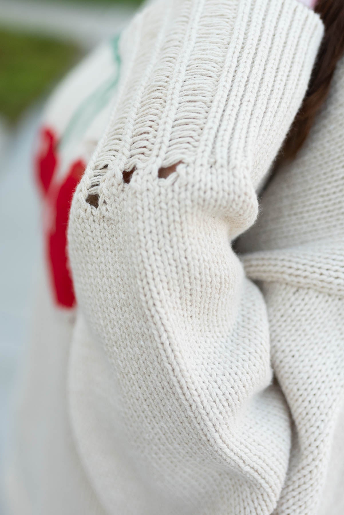Rosie Oatmeal Cherry Sweater