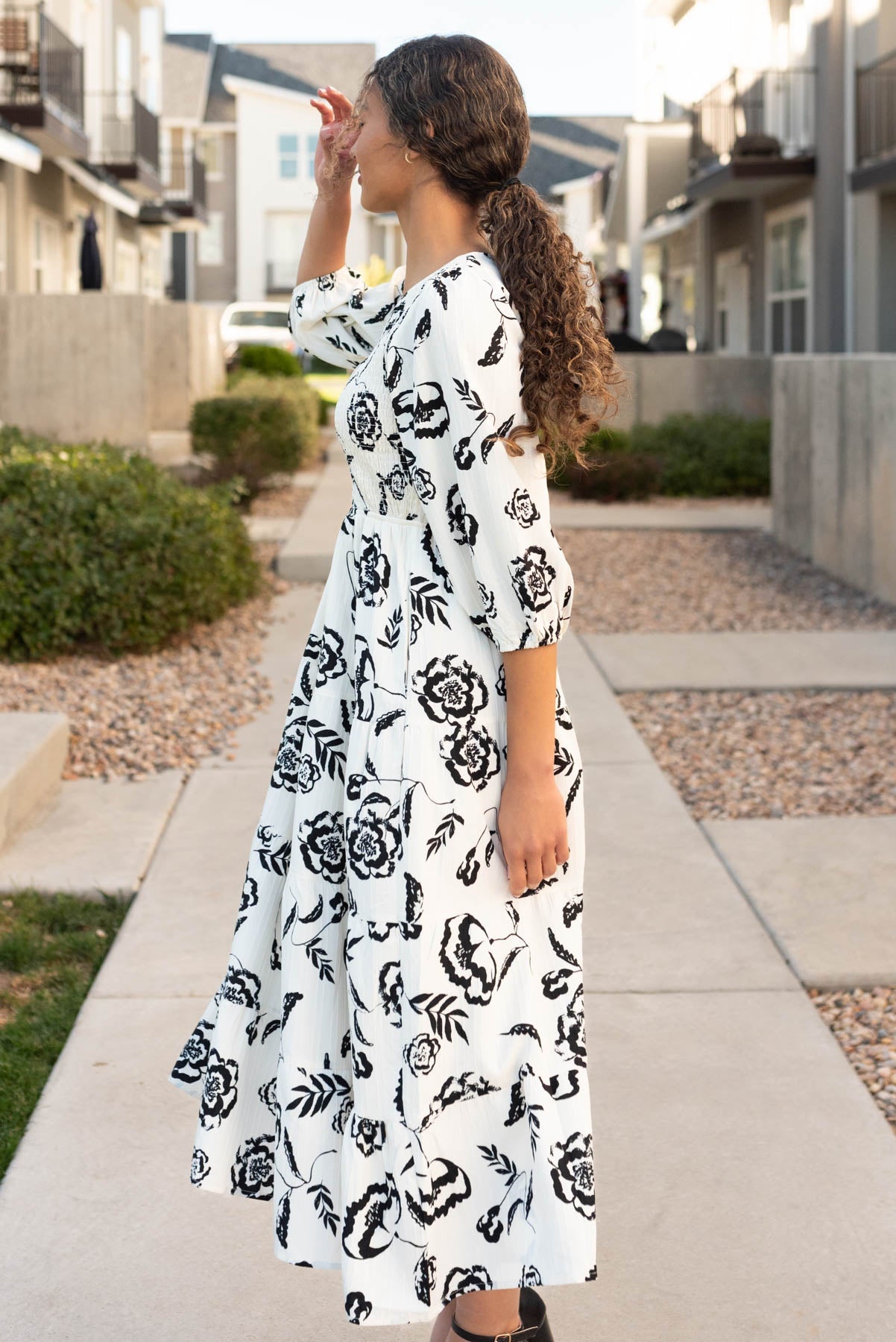 Roxanna White Floral Tiered Dress