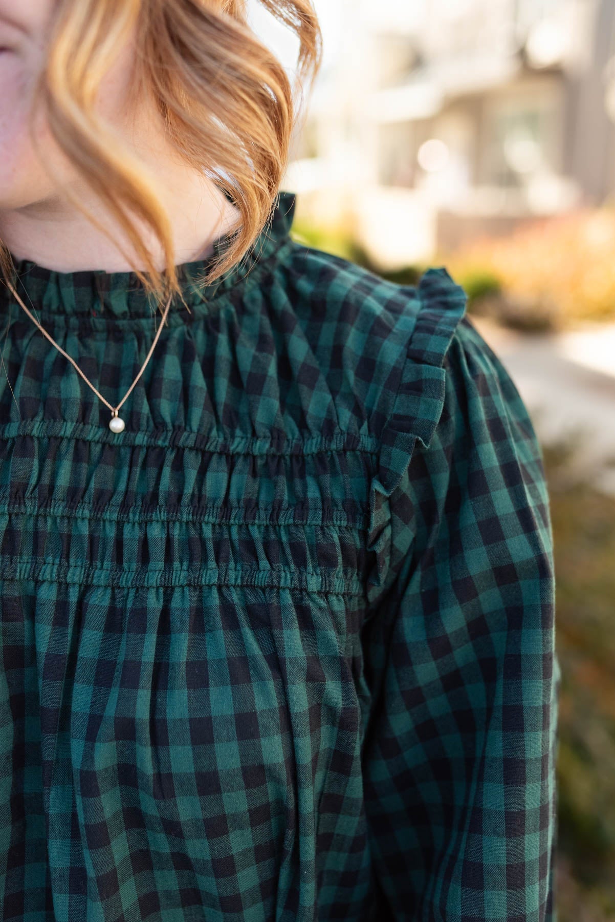 Rubey Hunter Green Ruffle Blouse