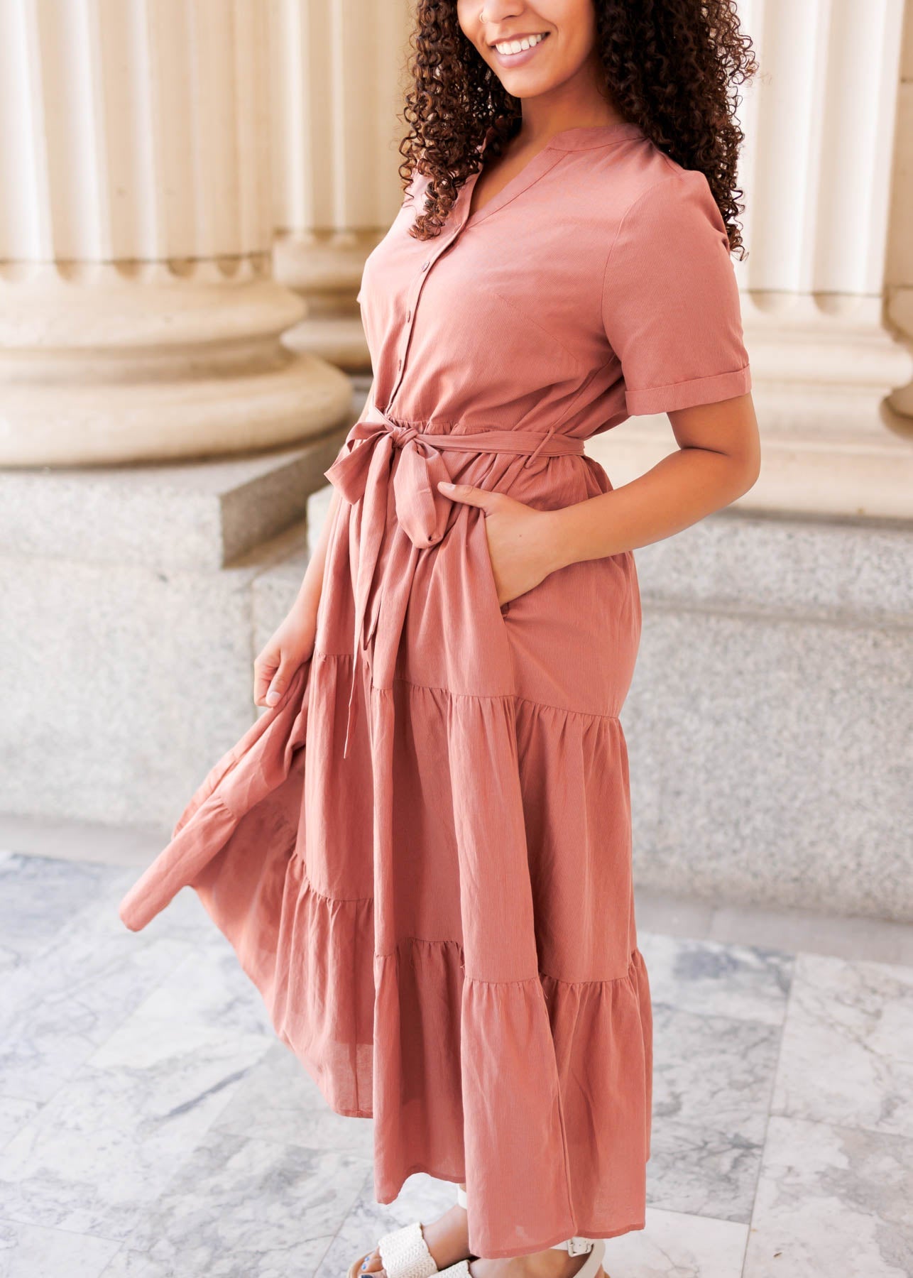 Sadie Dark Blush Bow Tie Dress