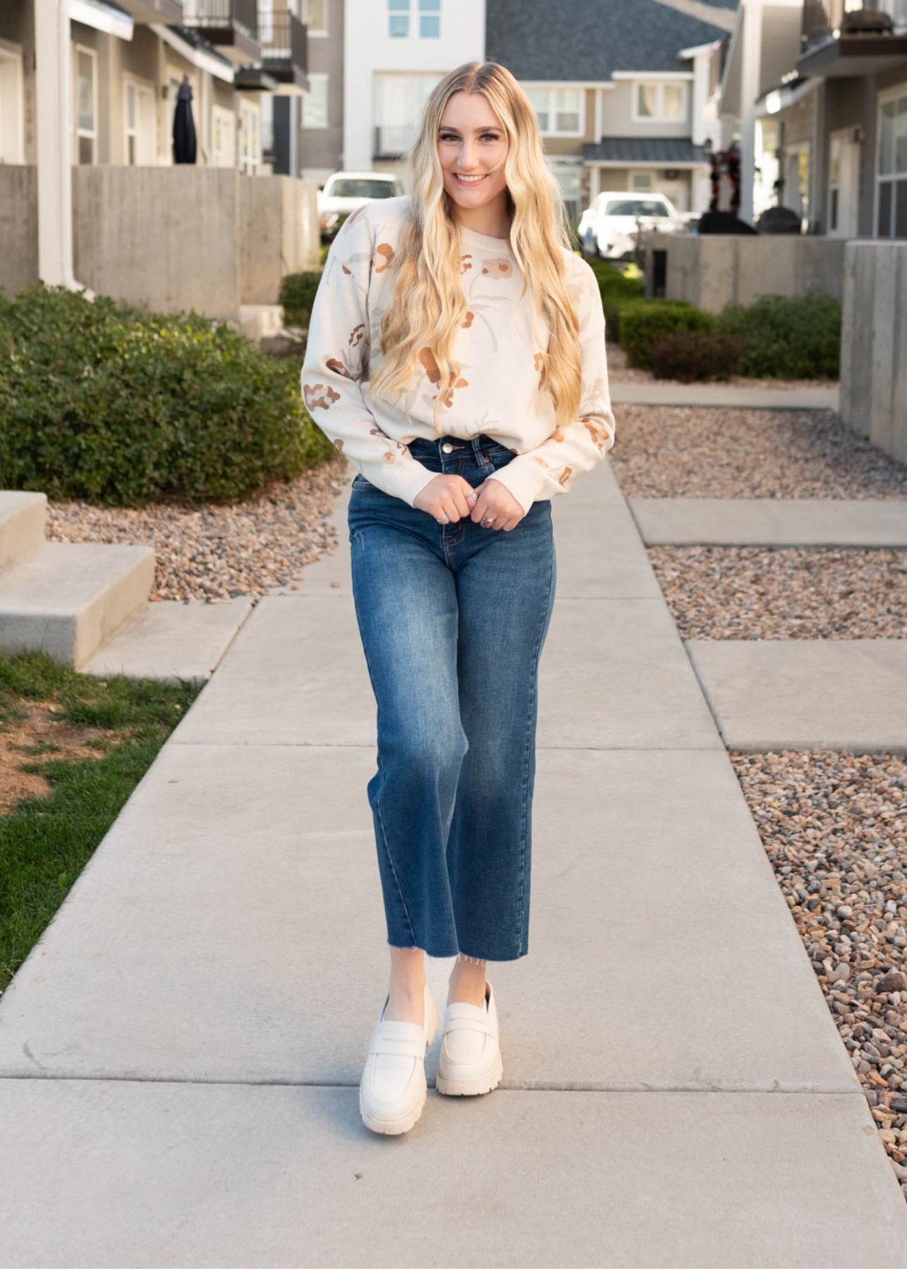 Samantha Oatmeal Floral Sweater