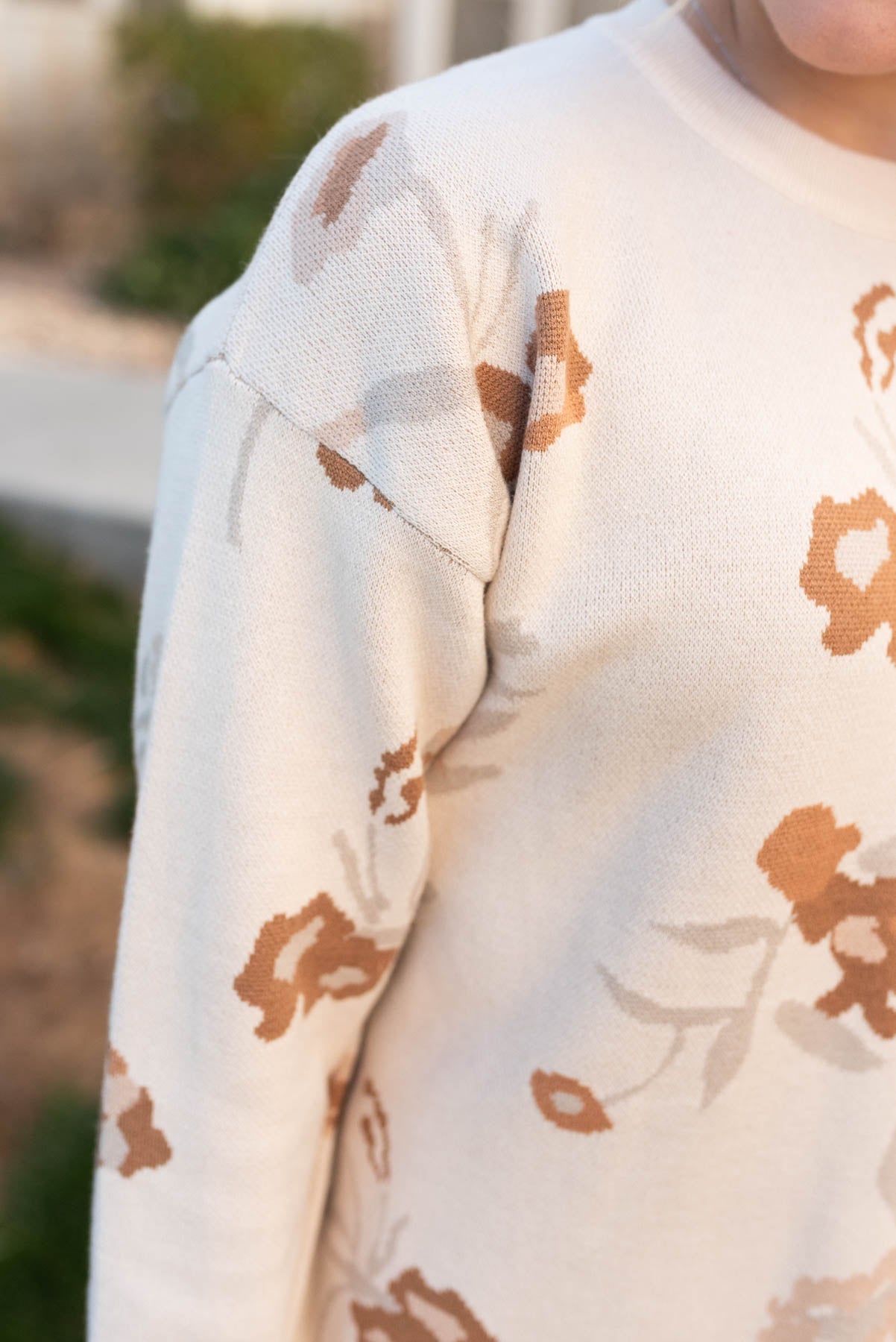 Samantha Oatmeal Floral Sweater