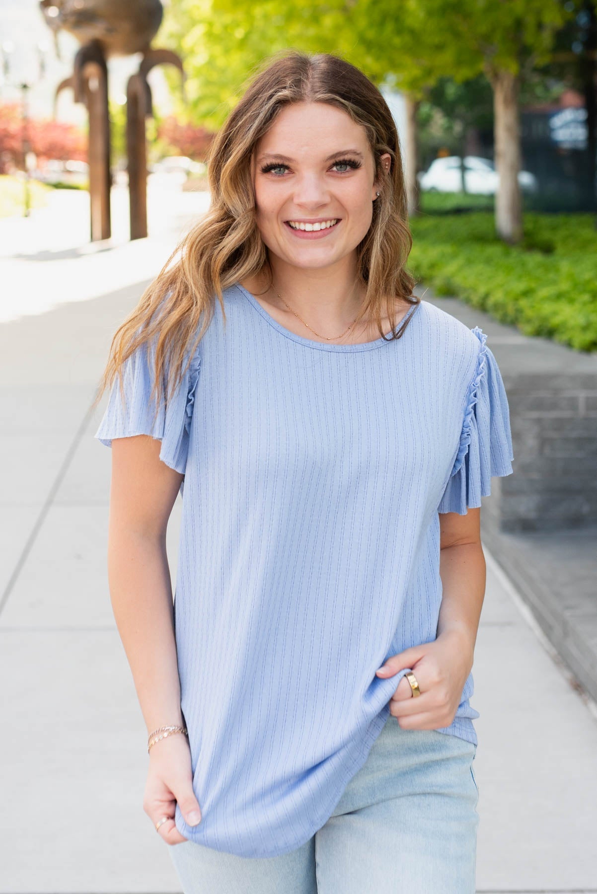 Samaria Light Blue Textured Top