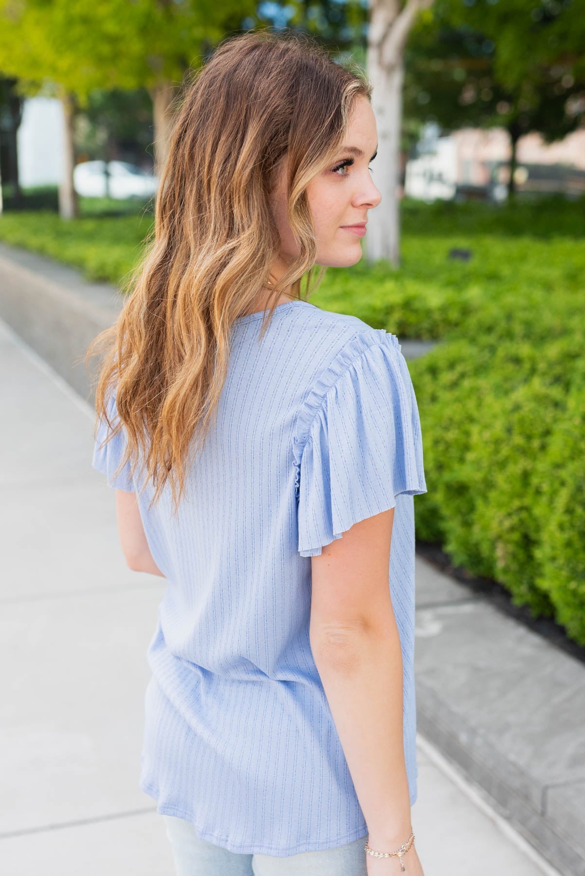 Samaria Light Blue Textured Top