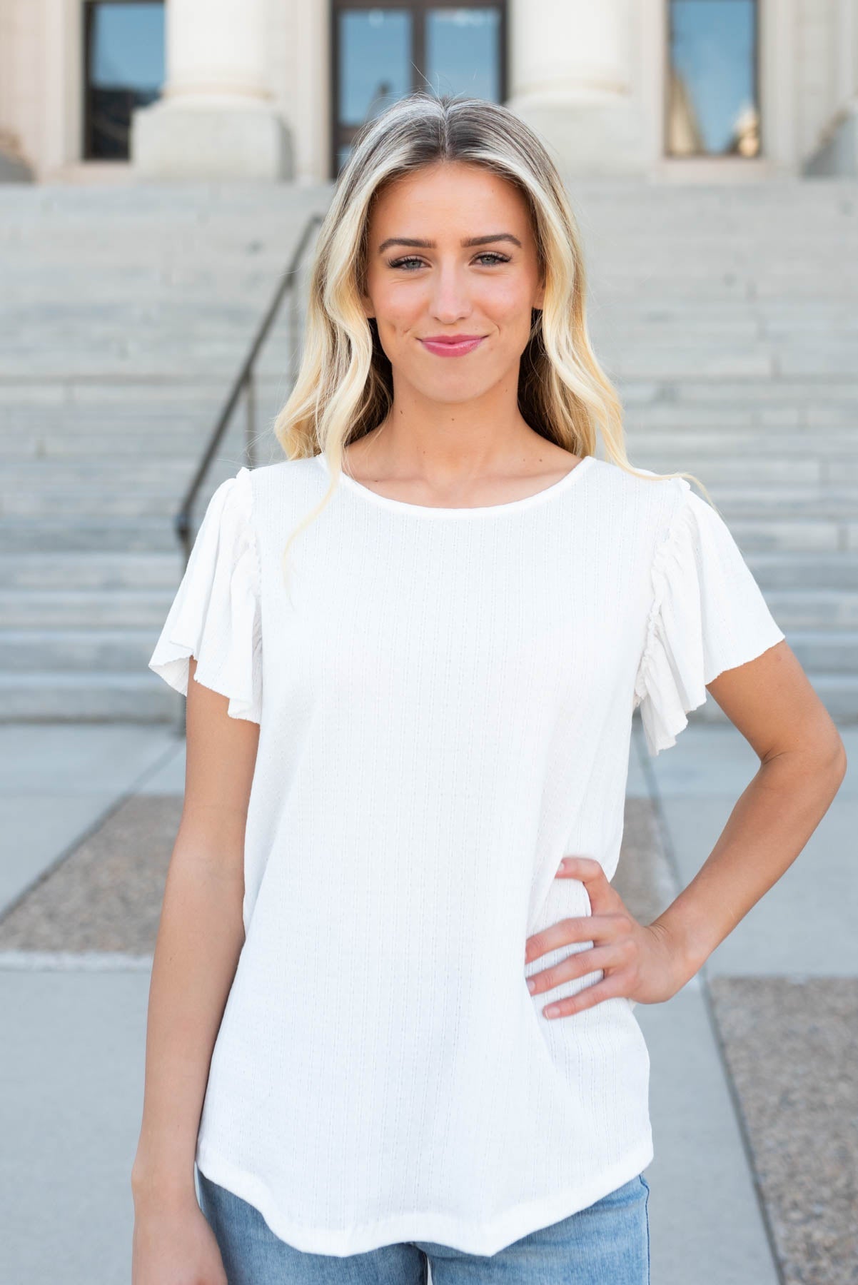 Samaria Off White Textured Top